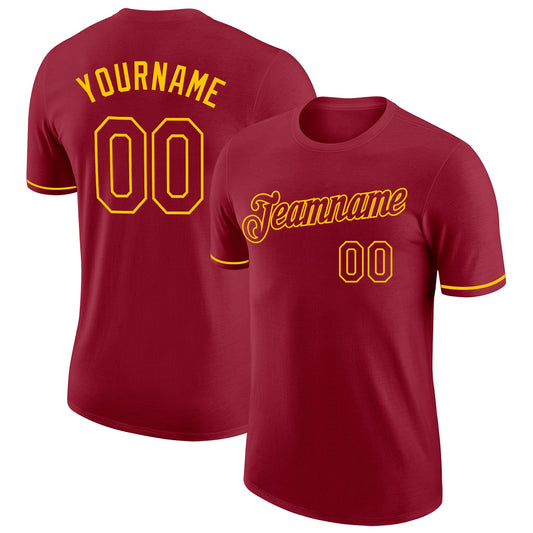 Custom Crimson Crimson-Gold Performance T-Shirt - Main View