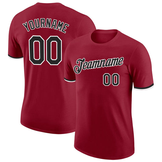 Custom Crimson Black-White Performance T-Shirt - Main View