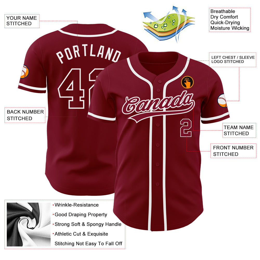 Custom Crimson Crimson-White Authentic Baseball Jersey view 3