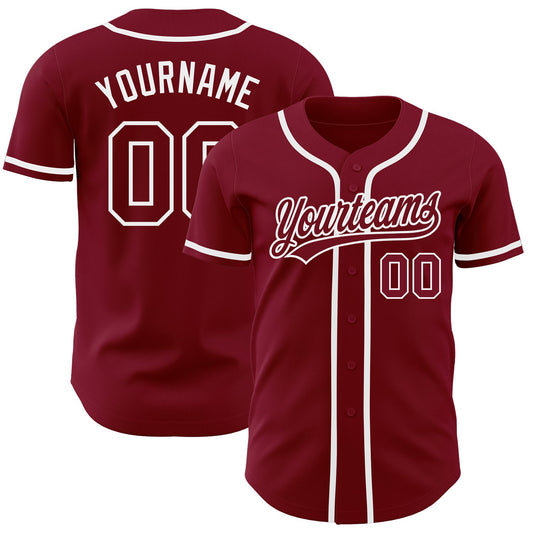 Custom Crimson Crimson-White Authentic Baseball Jersey - Main View
