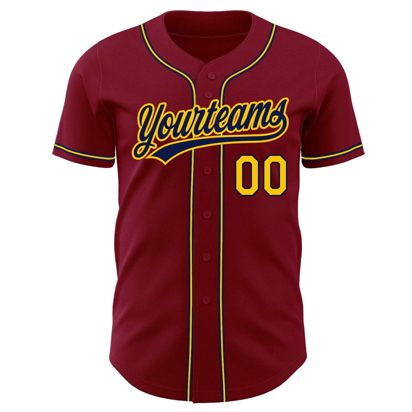 Custom Crimson Gold-Navy Authentic Baseball Jersey view 2