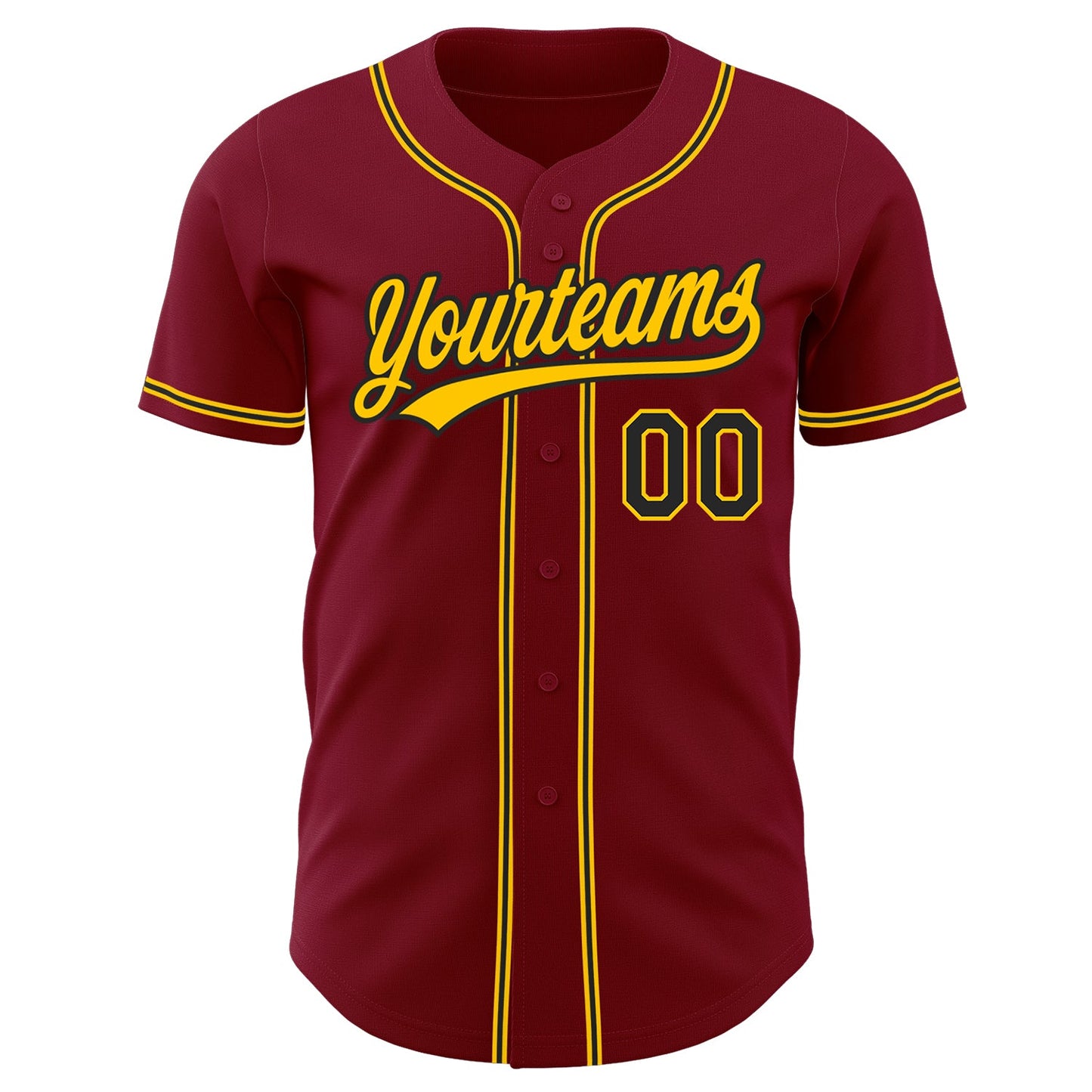 Custom Crimson Black-Gold Authentic Baseball Jersey view 2