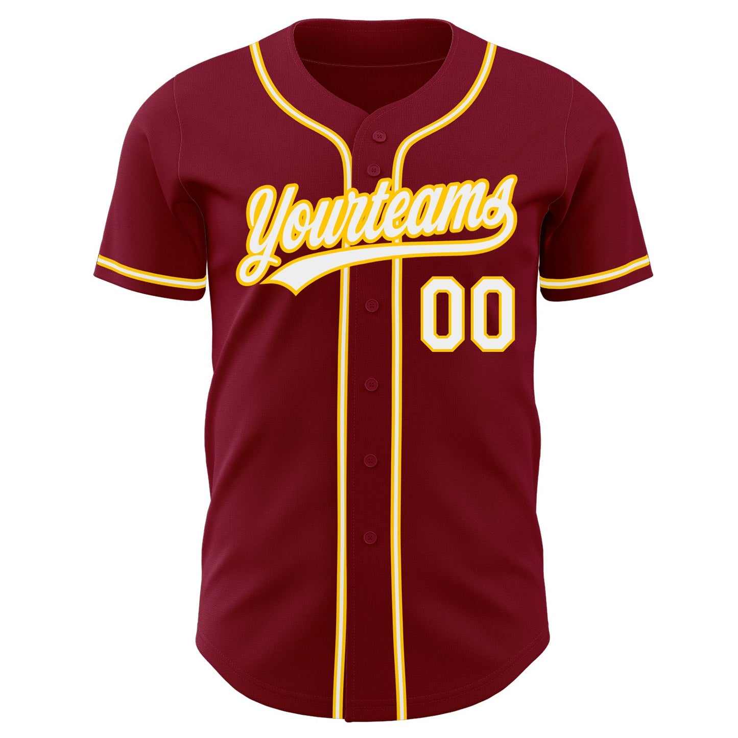 Custom Crimson White-Gold Authentic Baseball Jersey view 2