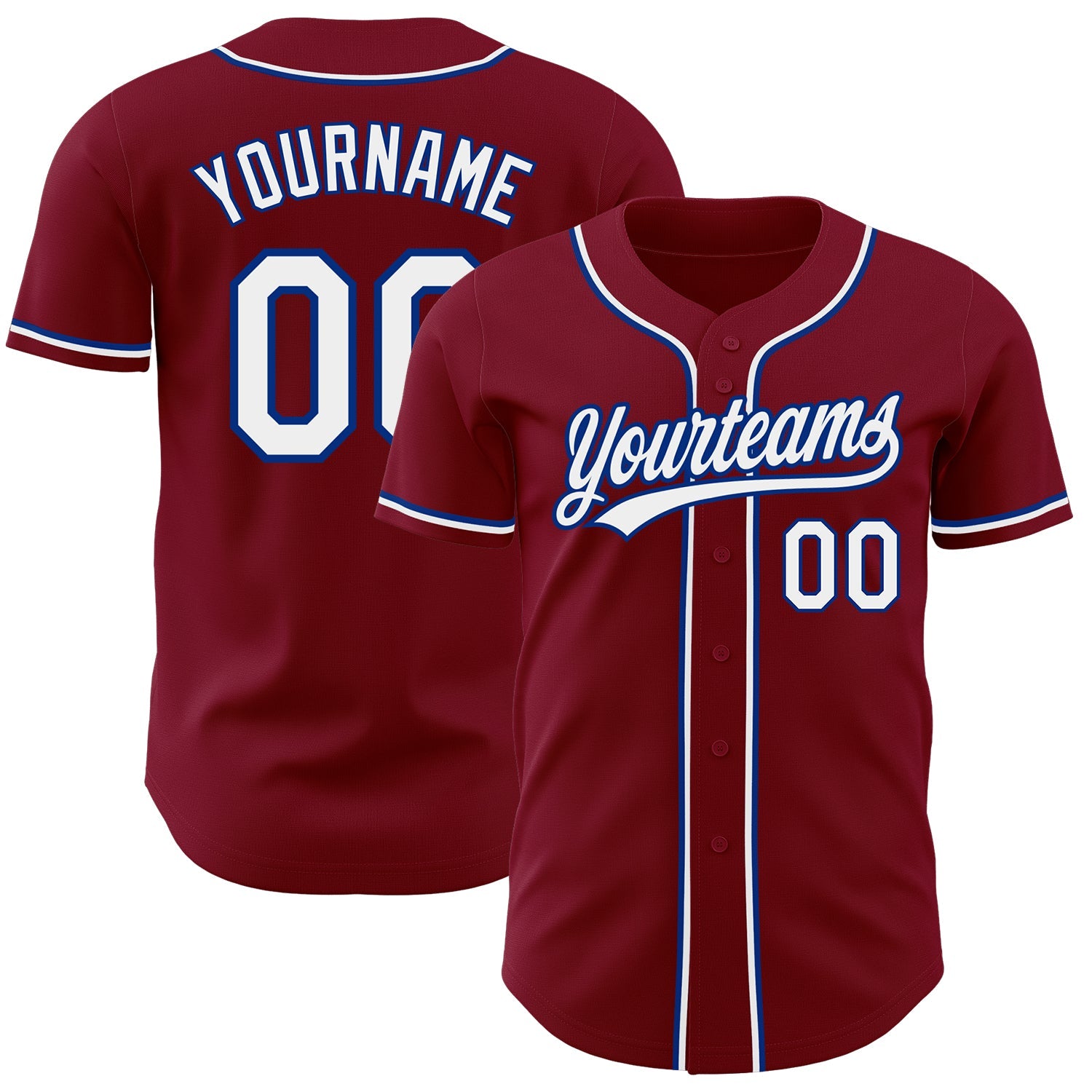 Custom Crimson White-Royal Authentic Baseball Jersey - Main View
