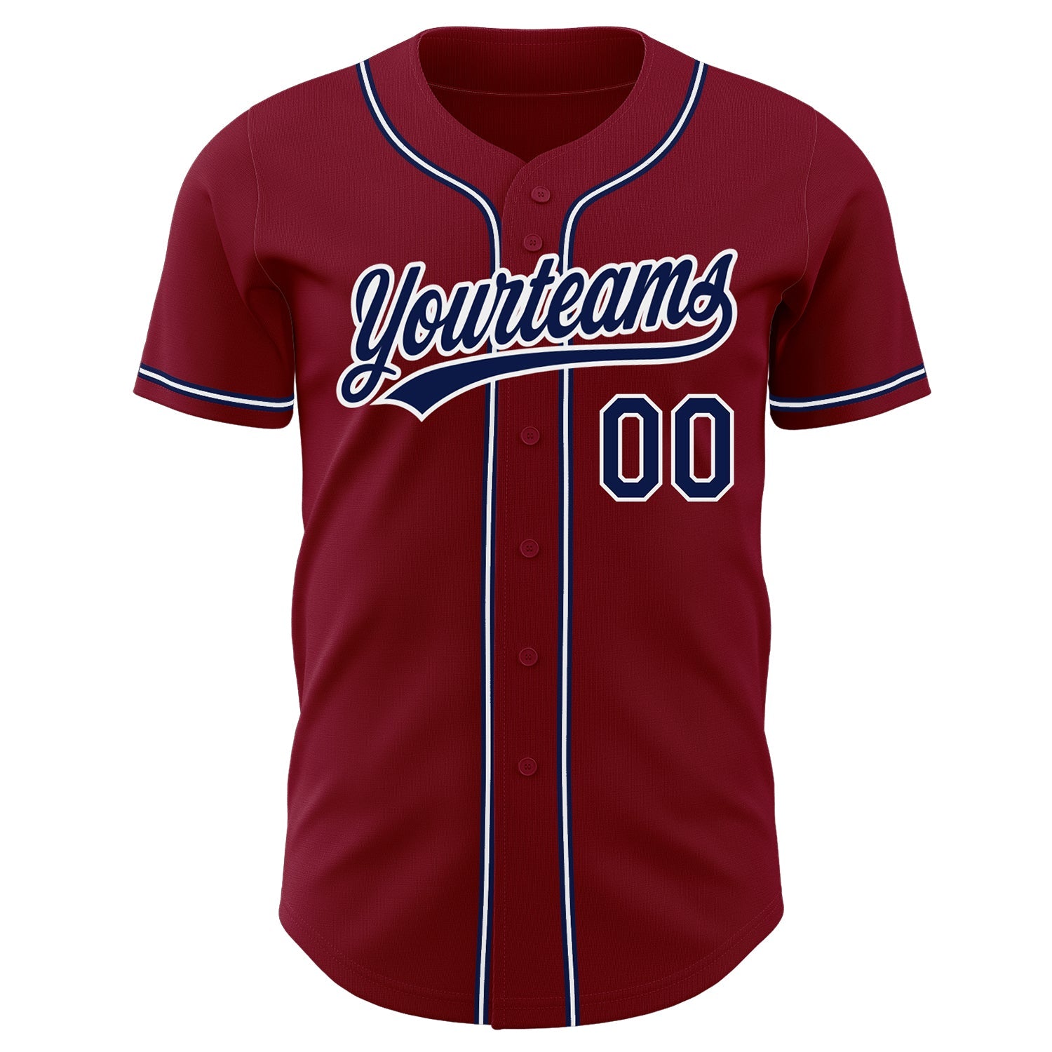 Custom Crimson Navy-White Authentic Baseball Jersey view 2