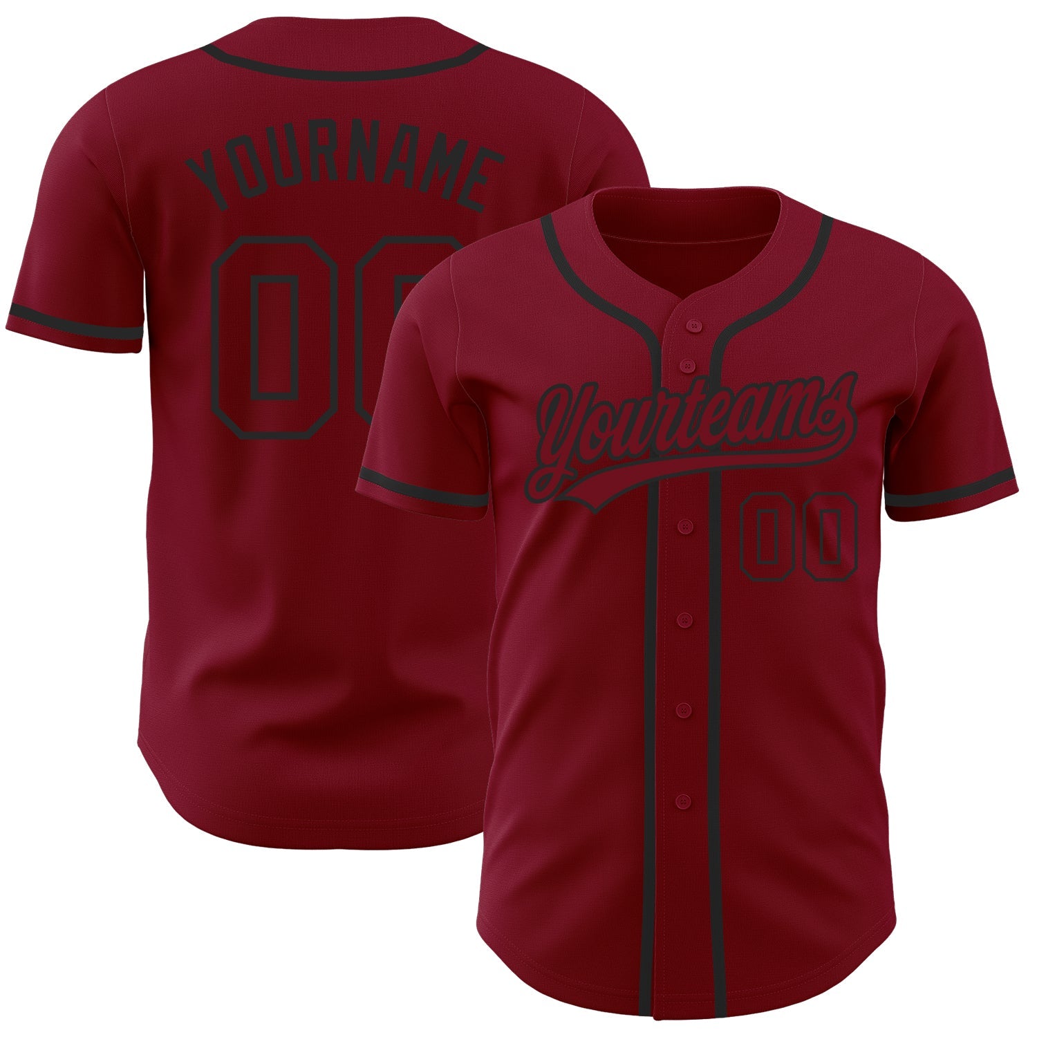 Custom Crimson Crimson-Black Authentic Baseball Jersey - Main View