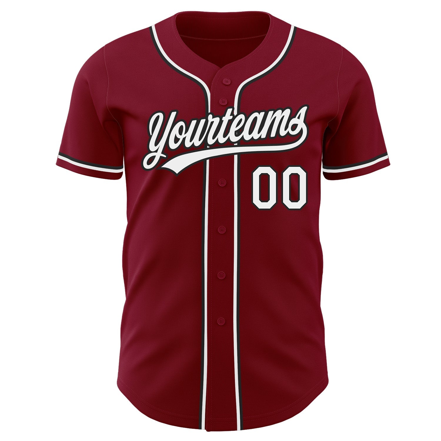 Custom Crimson White-Black Authentic Baseball Jersey view 2