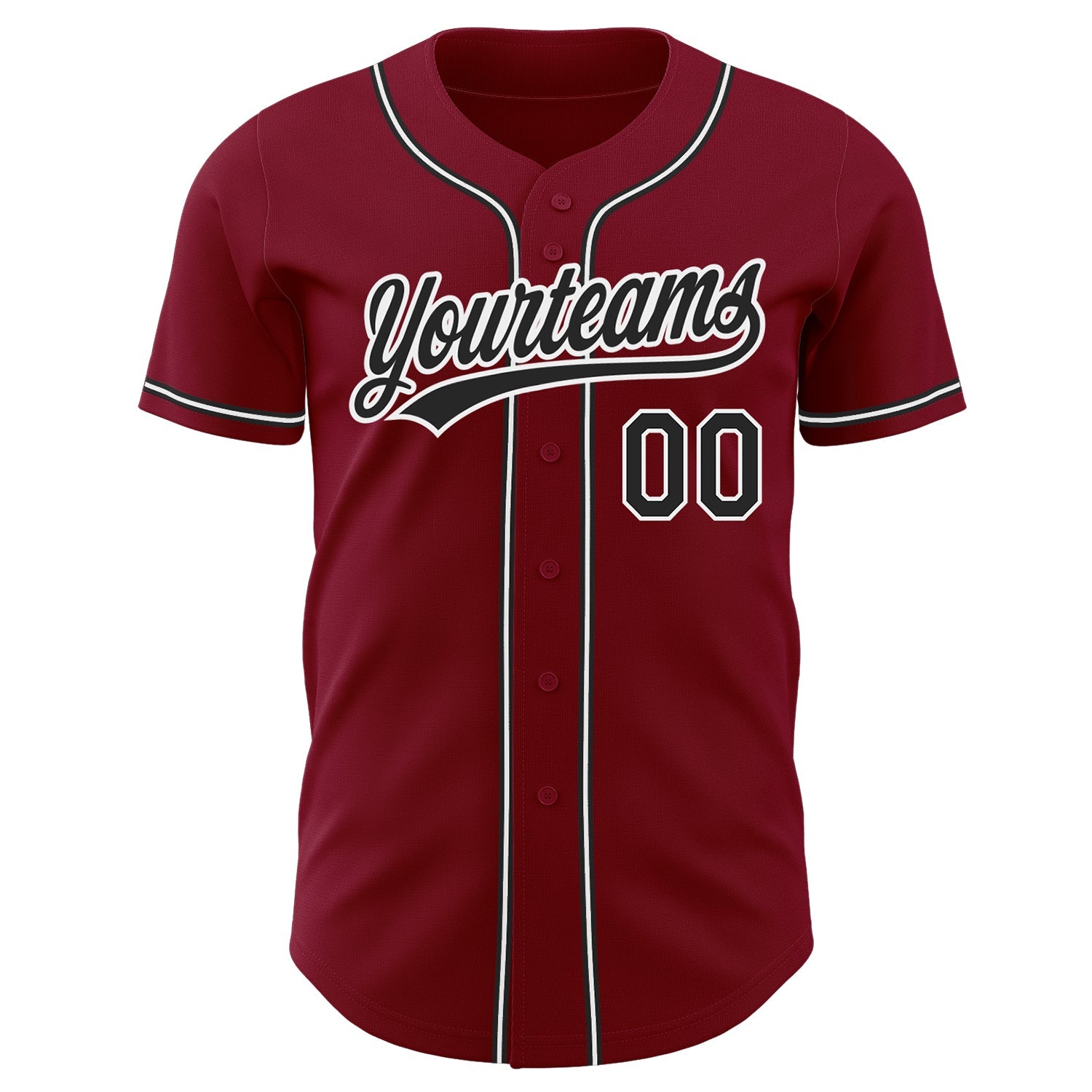 Custom Crimson Black-White Authentic Baseball Jersey view 2