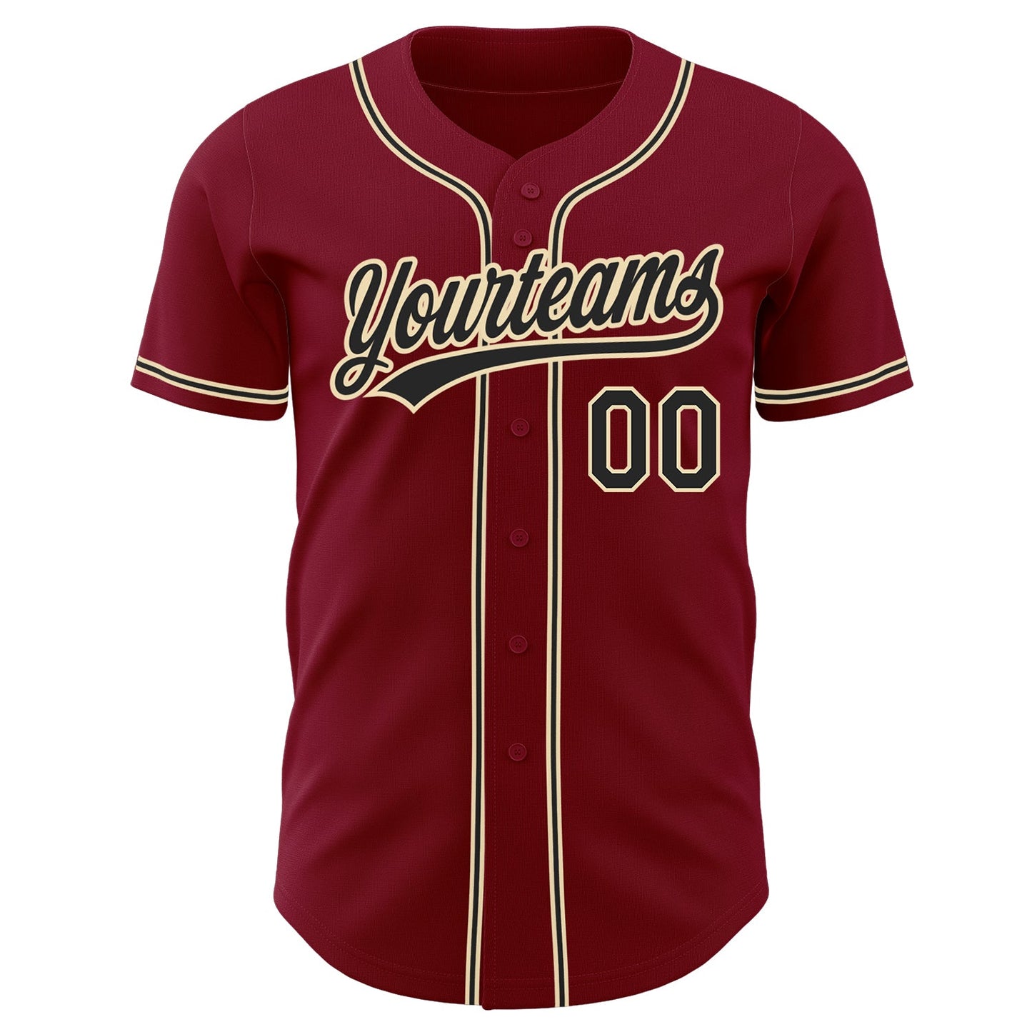 Custom Crimson Black-City Cream Authentic Baseball Jersey view 2