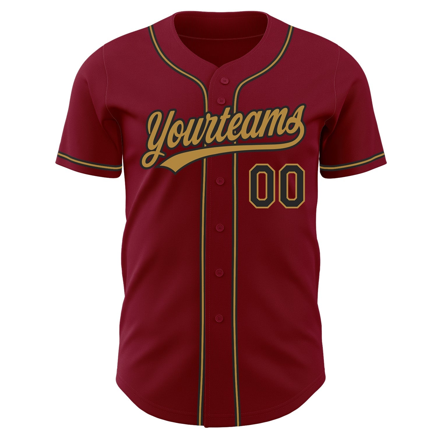 Custom Crimson Black-Old Gold Authentic Baseball Jersey view 2
