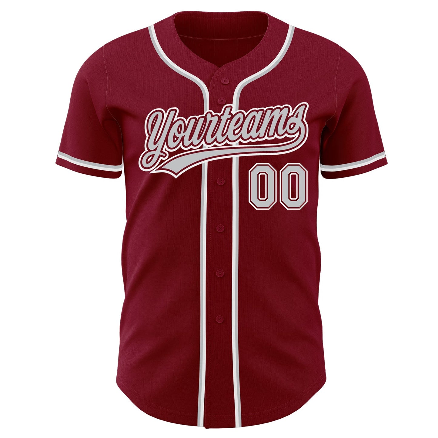 Custom Crimson Gray-White Authentic Baseball Jersey view 2