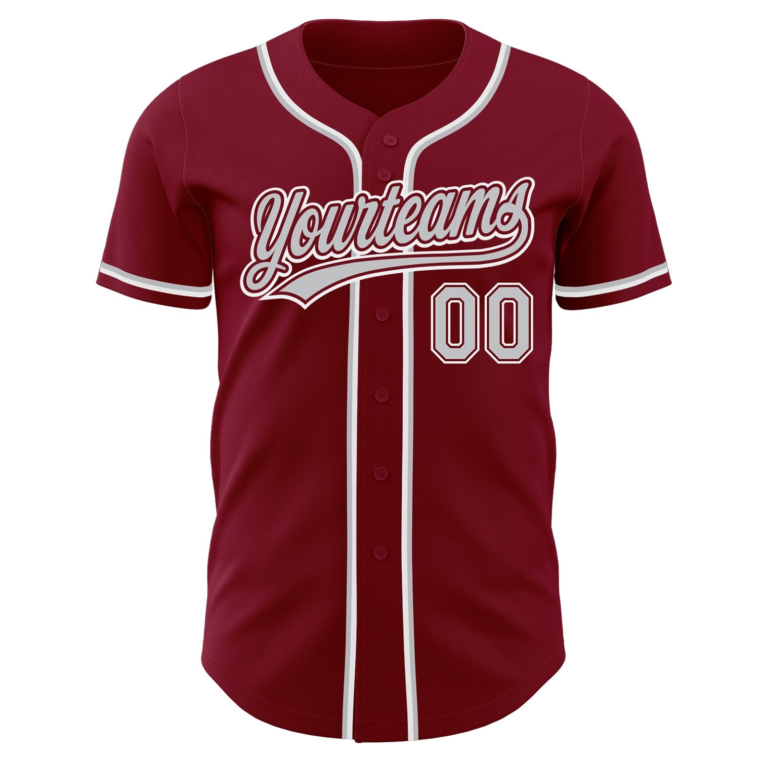 Custom Crimson Gray-White Authentic Baseball Jersey view 2