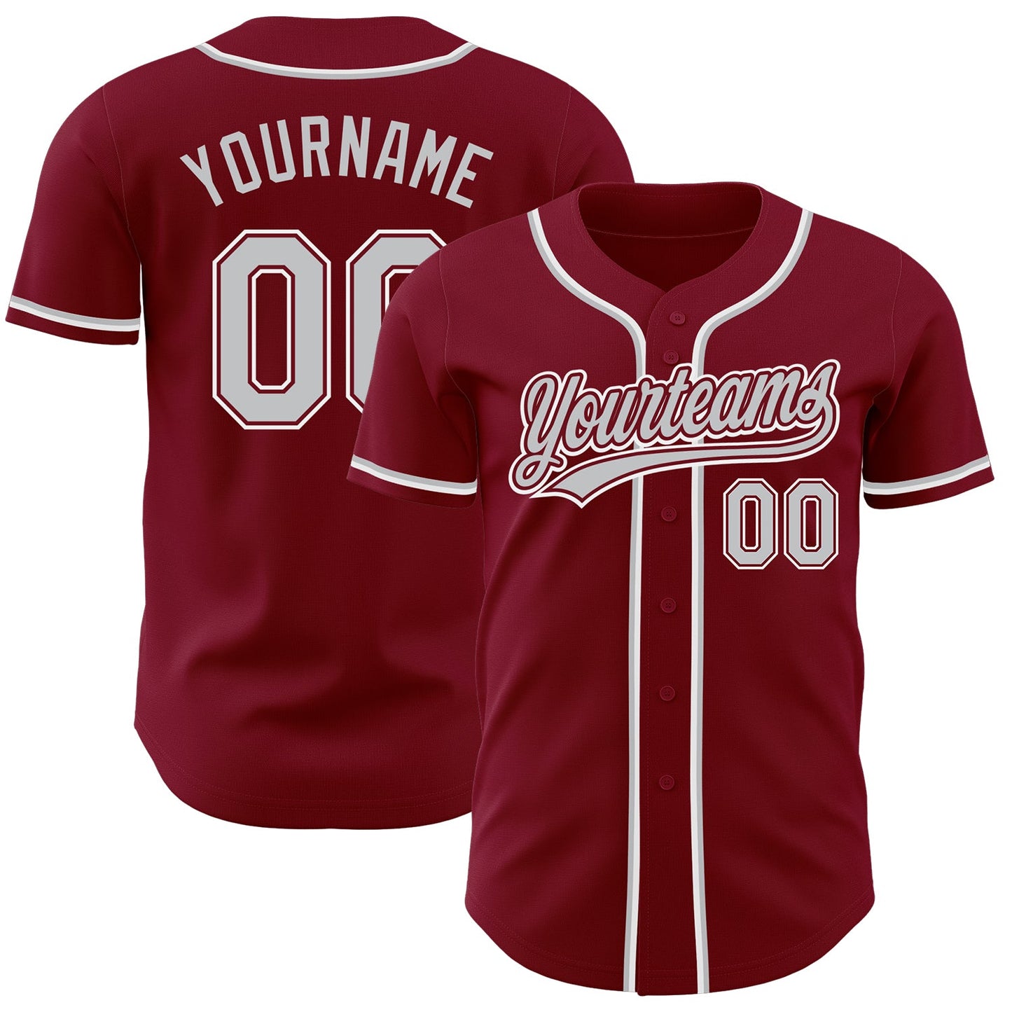 Custom Crimson Gray-White Authentic Baseball Jersey - Main View