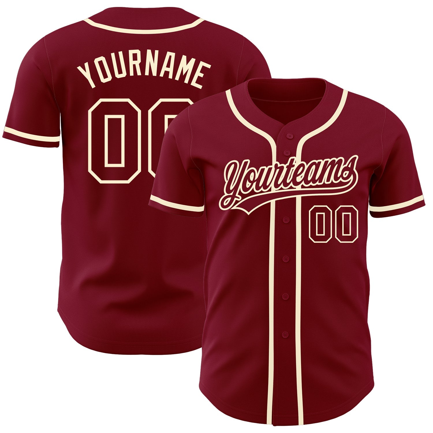 Custom Crimson Crimson-Cream Authentic Baseball Jersey - Main View