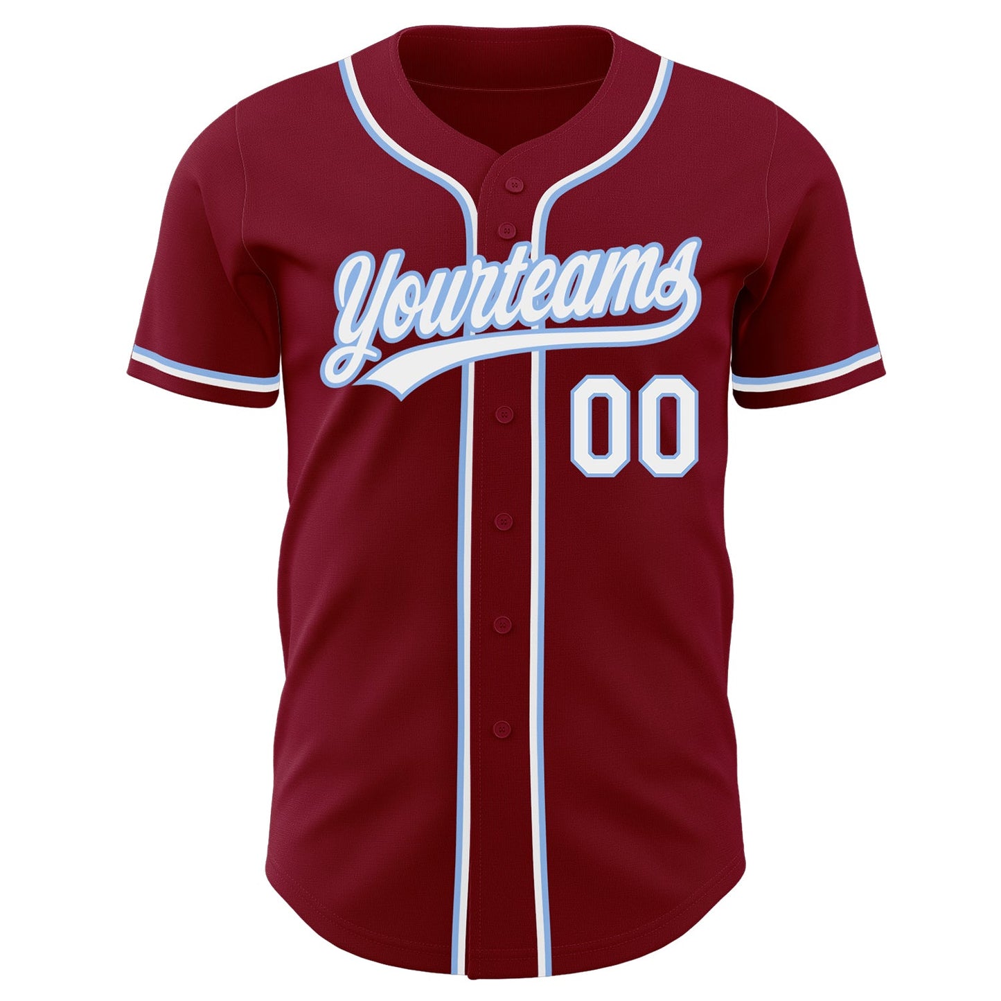 Custom Crimson White-Light Blue Authentic Baseball Jersey view 2