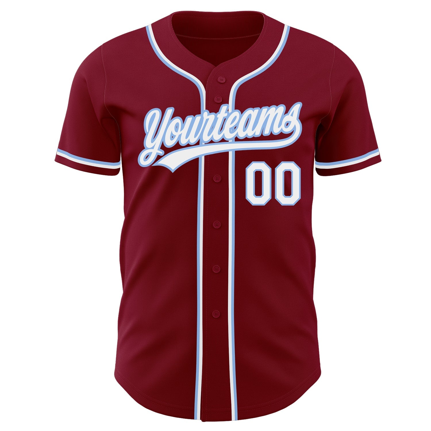 Custom Crimson White-Light Blue Authentic Baseball Jersey view 2
