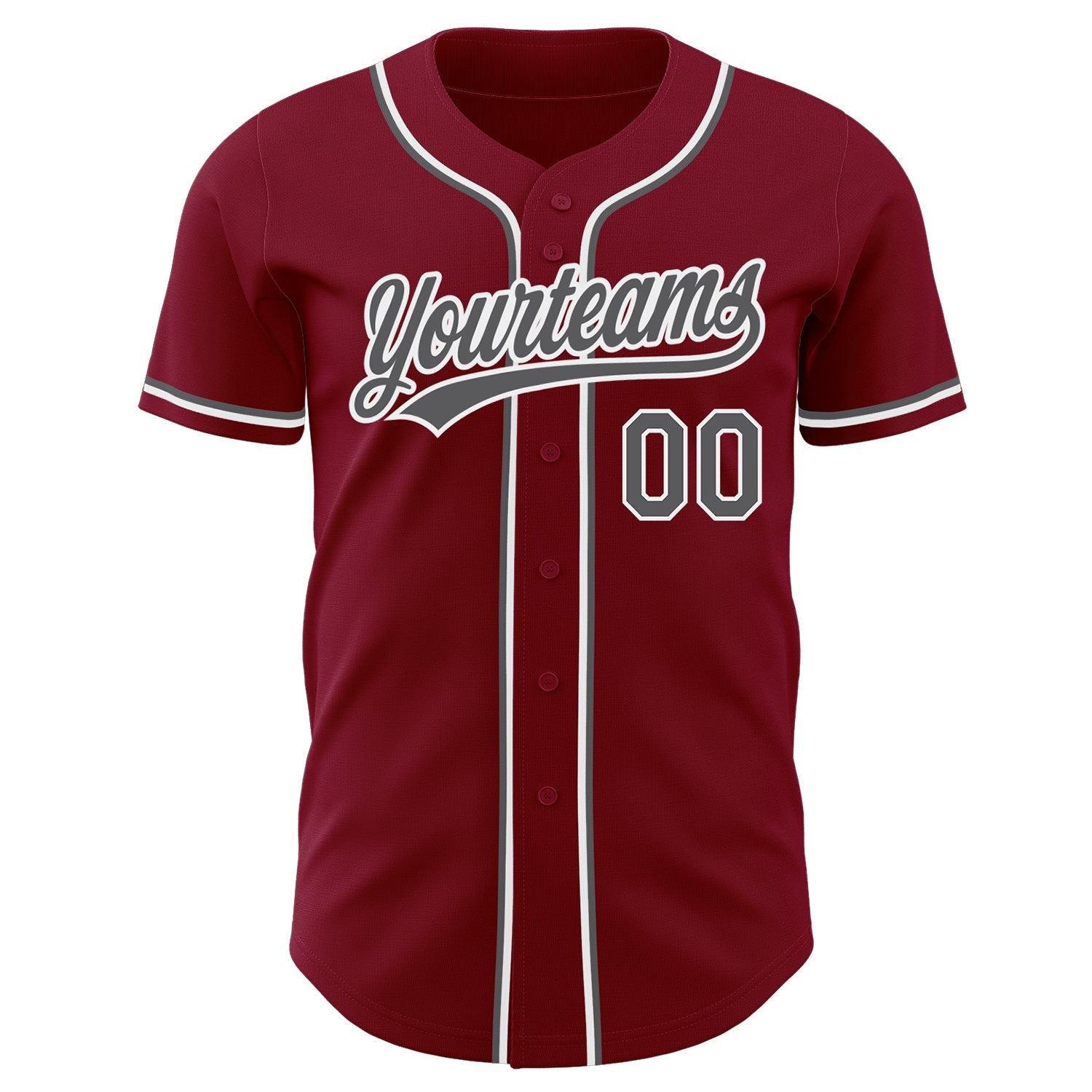 Custom Crimson Steel Gray-White Authentic Baseball Jersey view 2