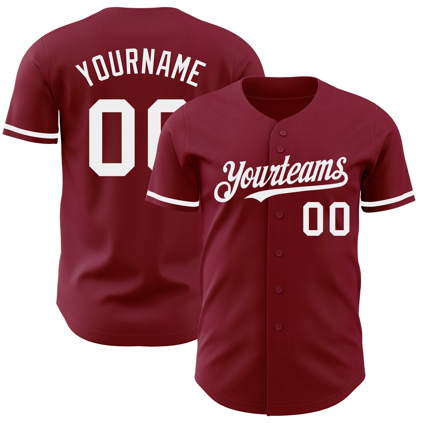 Custom Crimson White Authentic Baseball Jersey - Main View