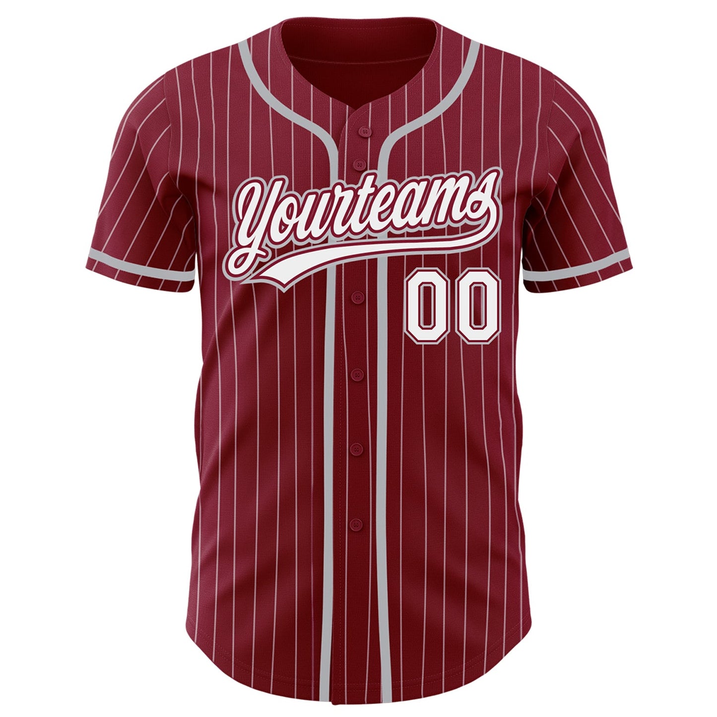 Custom Crimson White Pinstripe Gray Authentic Baseball Jersey view 2