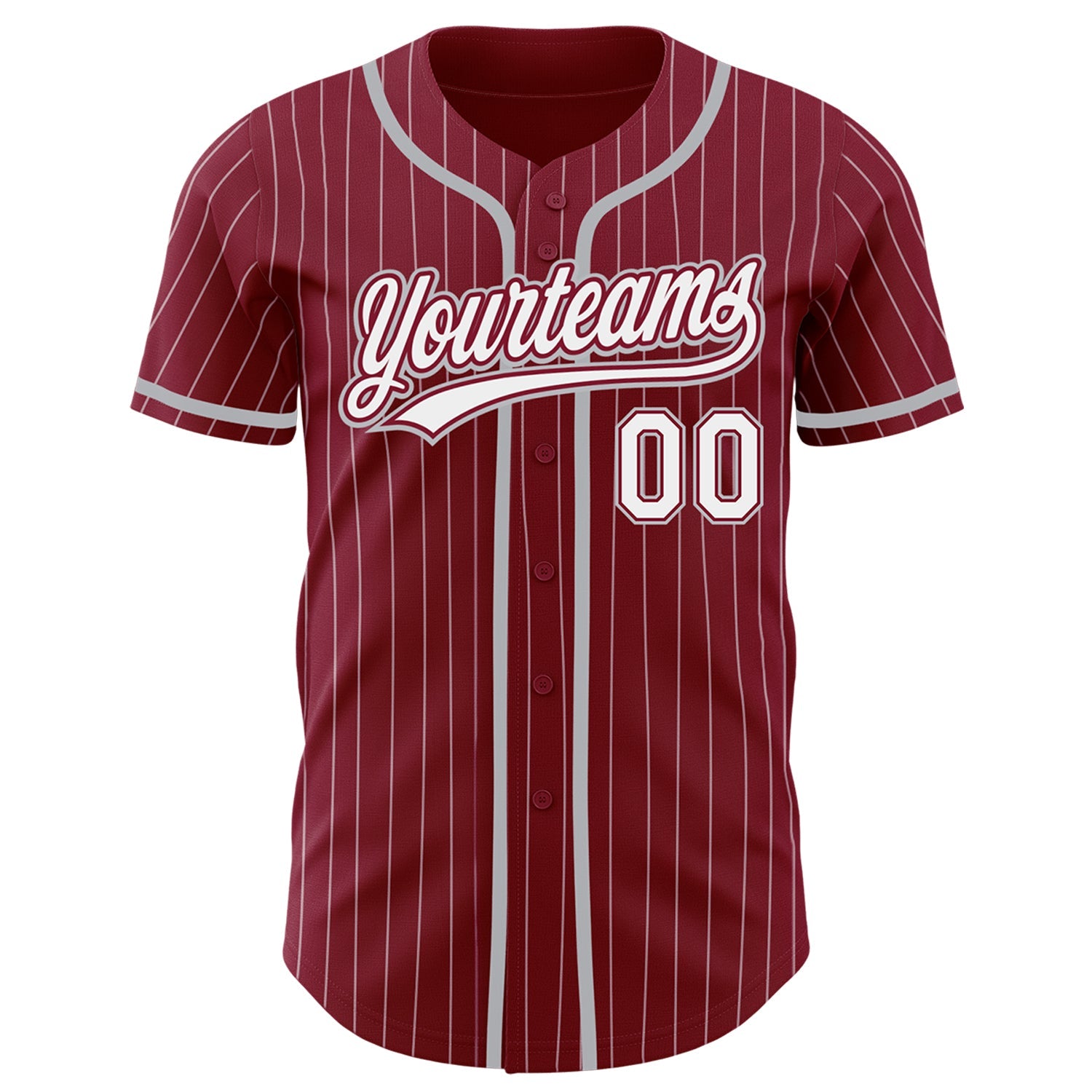 Custom Crimson White Pinstripe Gray Authentic Baseball Jersey view 2