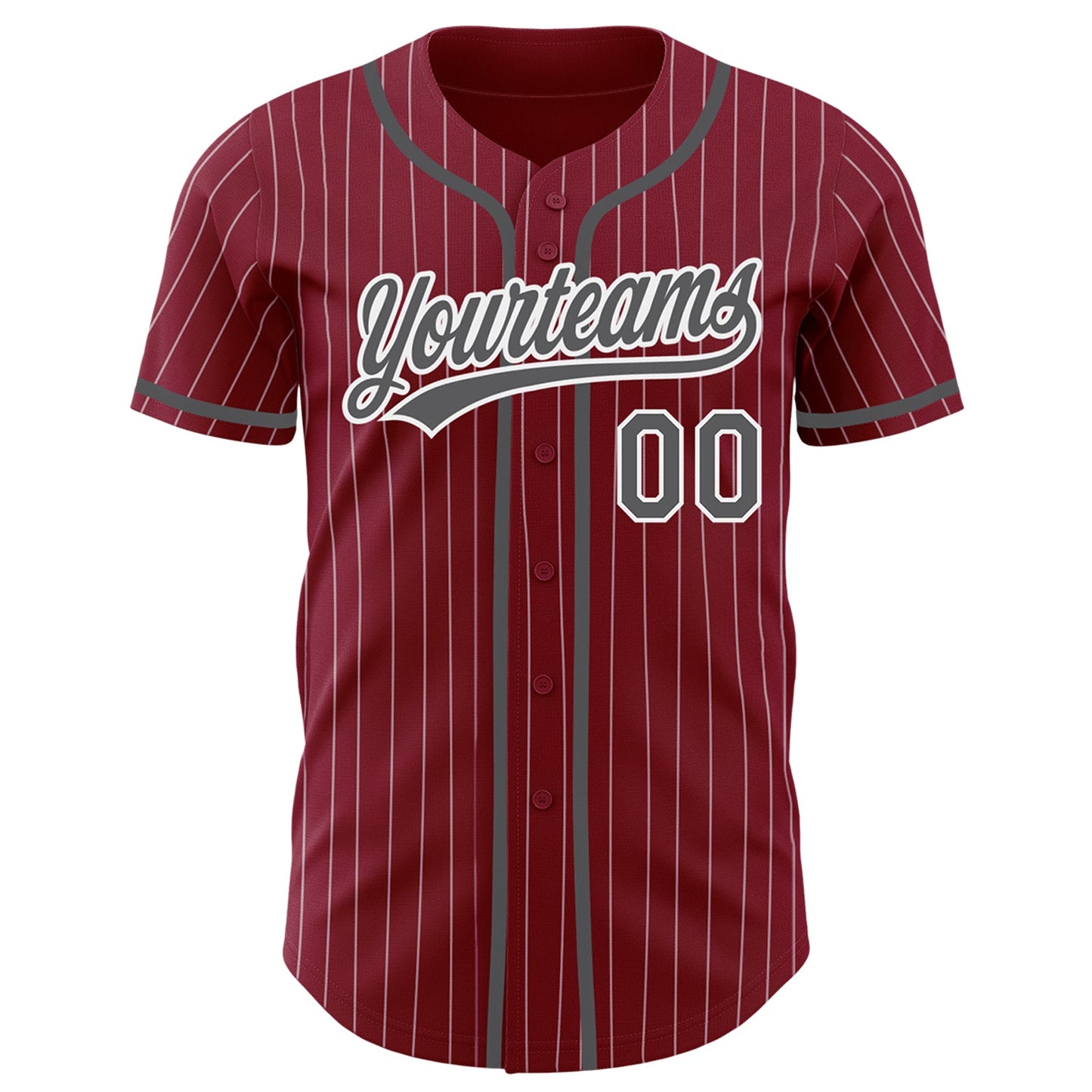 Custom Crimson White Pinstripe Steel Gray Authentic Baseball Jersey view 2