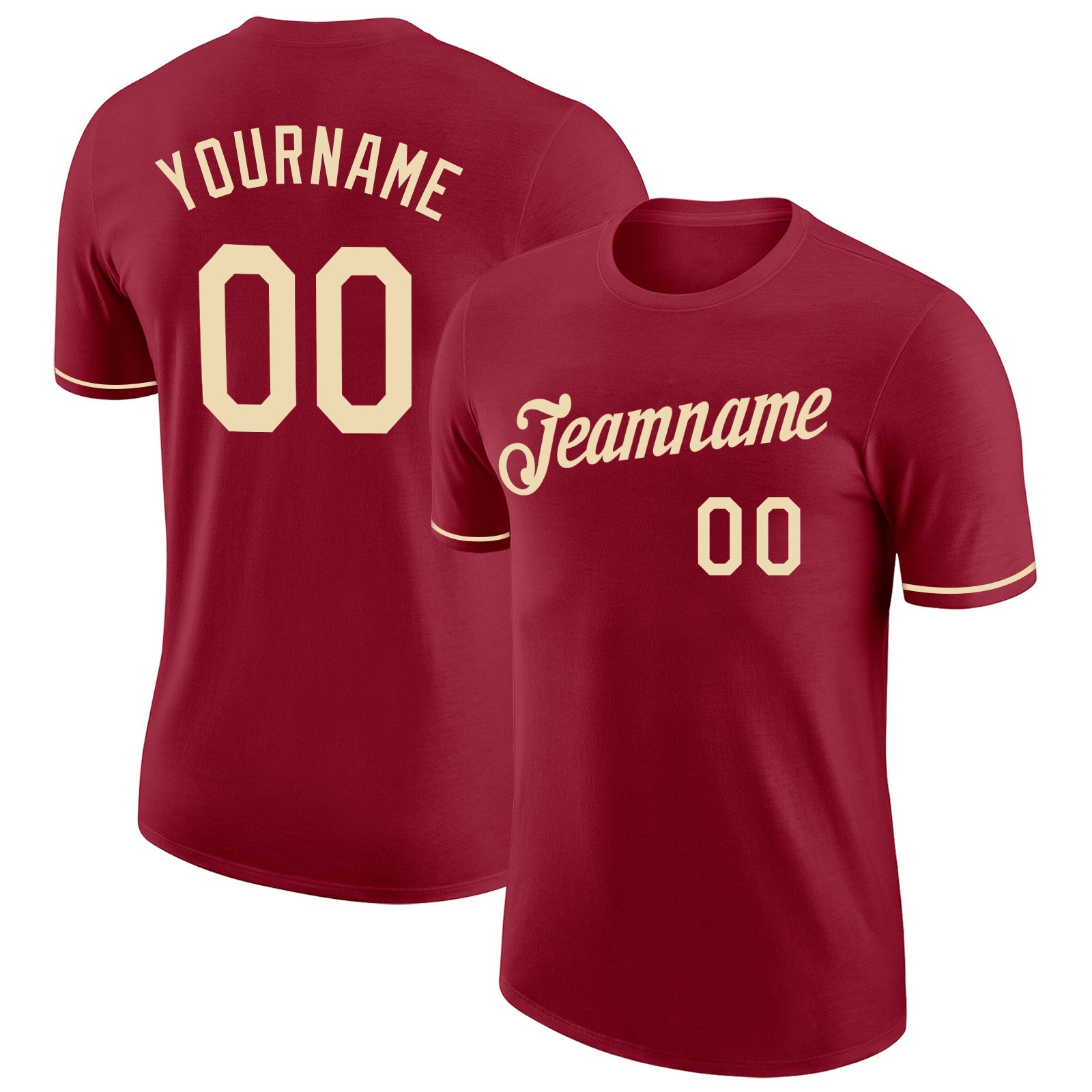 Custom Crimson City Cream Performance T-Shirt - Main View