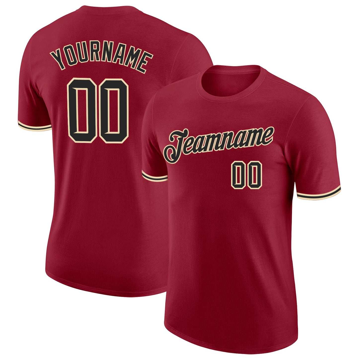 Custom Crimson Black-City Cream Performance T-Shirt - Main View