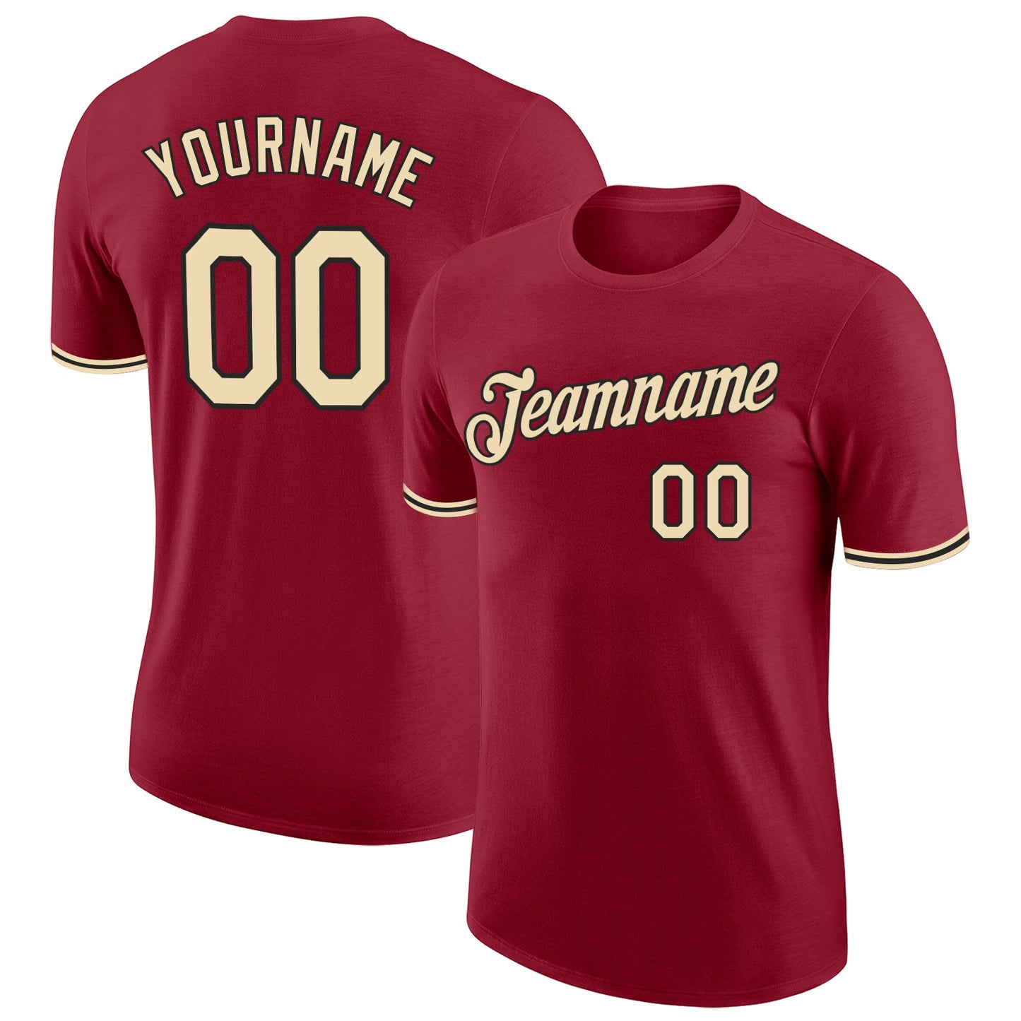 Custom Crimson City Cream-Black Performance T-Shirt - Main View