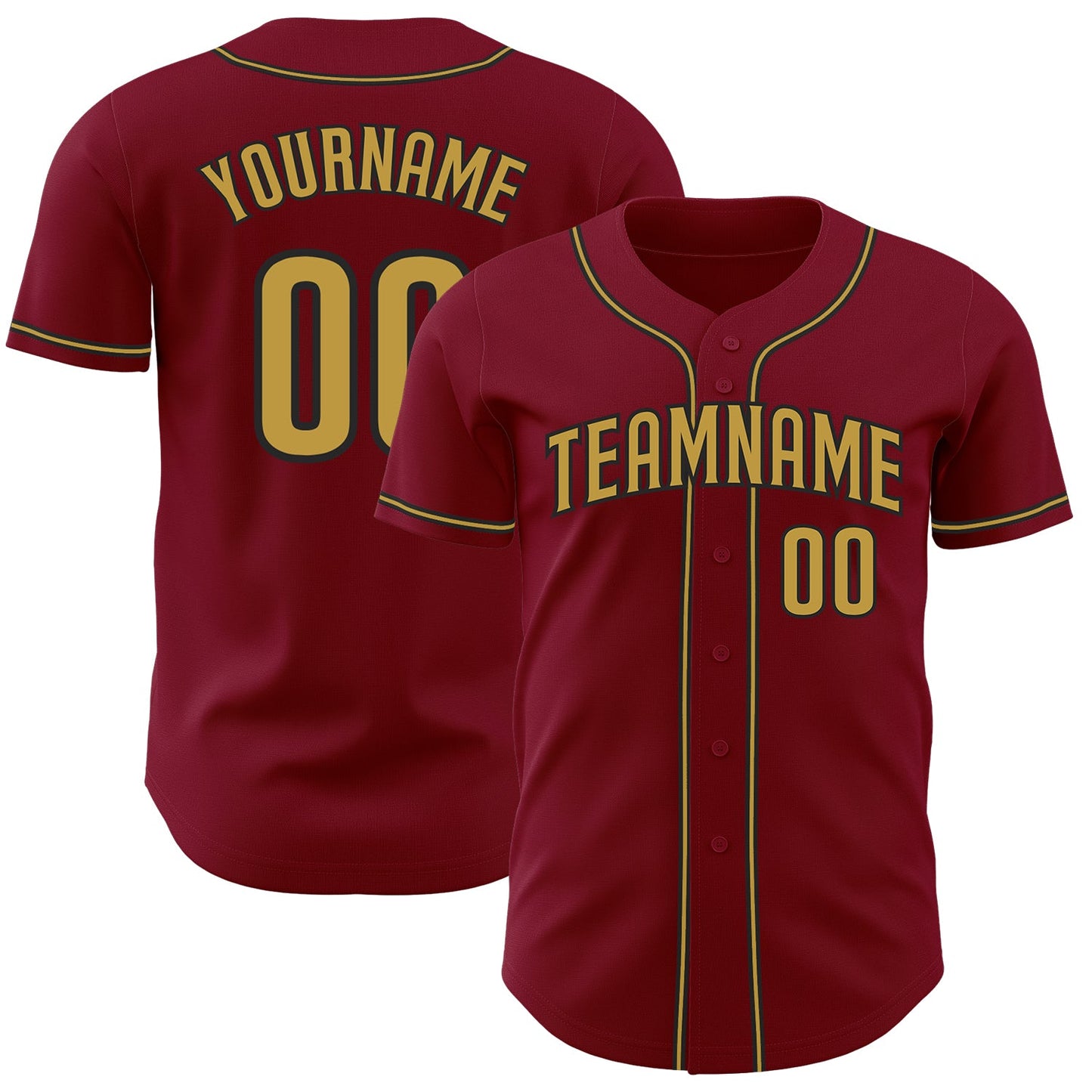 Custom Crimson Old Gold-Black Authentic Baseball Jersey - Main View