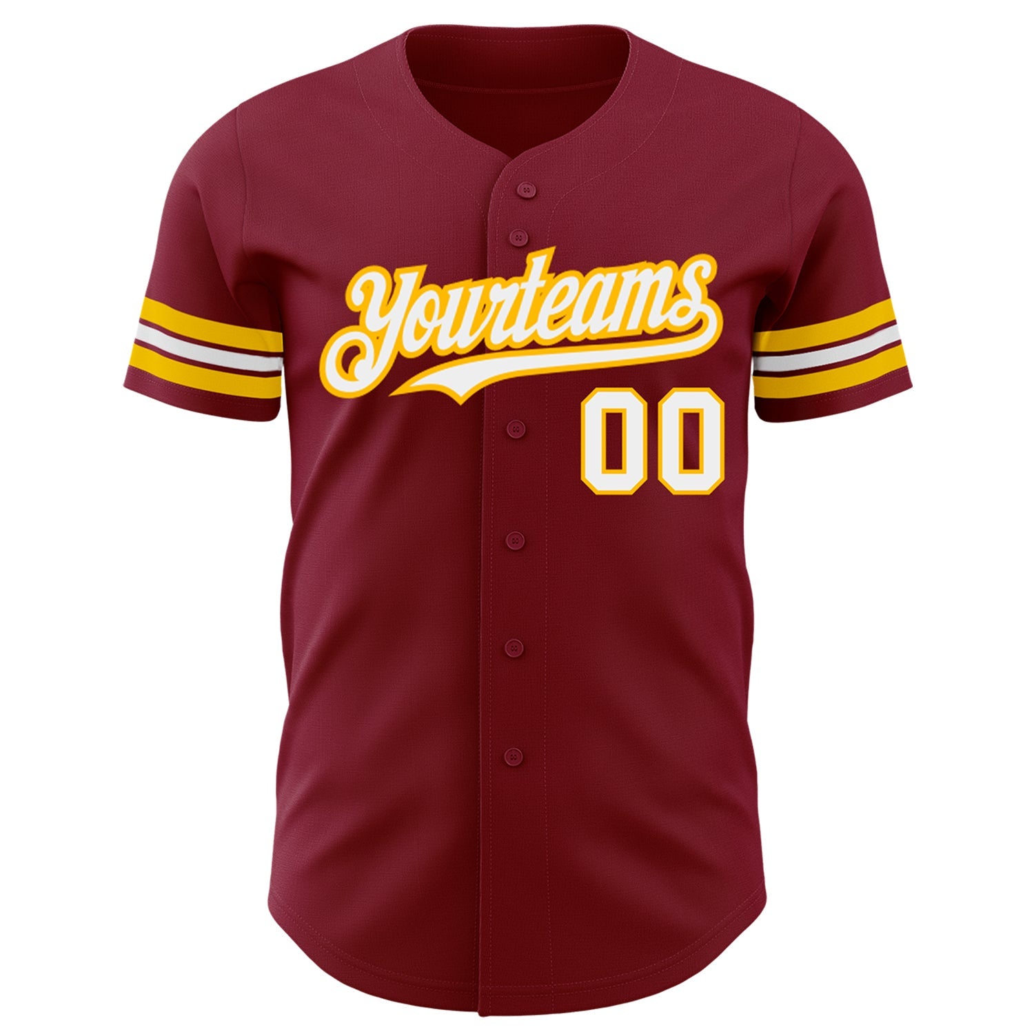 Custom Crimson White-Gold Authentic Baseball Jersey view 2