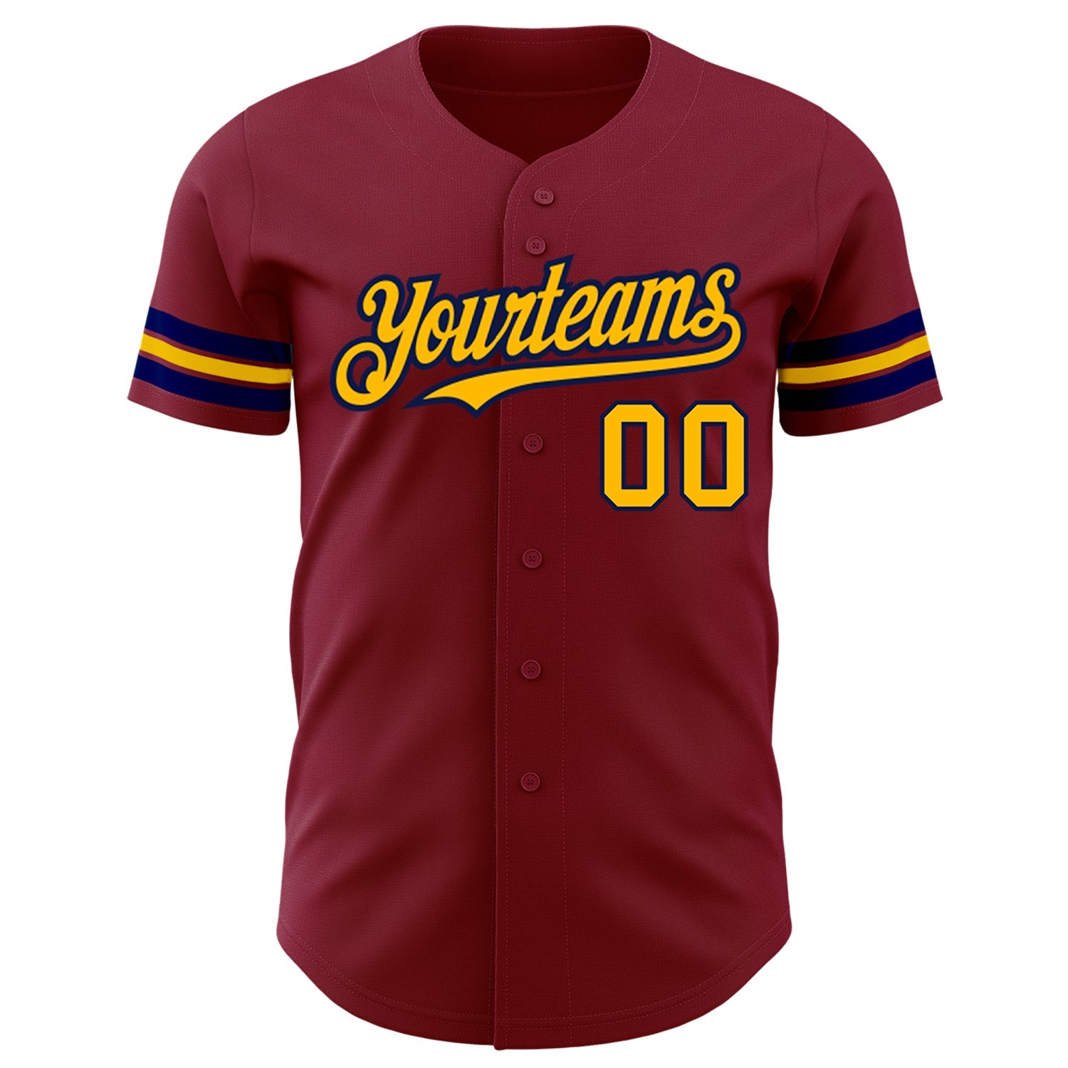 Custom Crimson Gold-Navy Authentic Baseball Jersey view 2