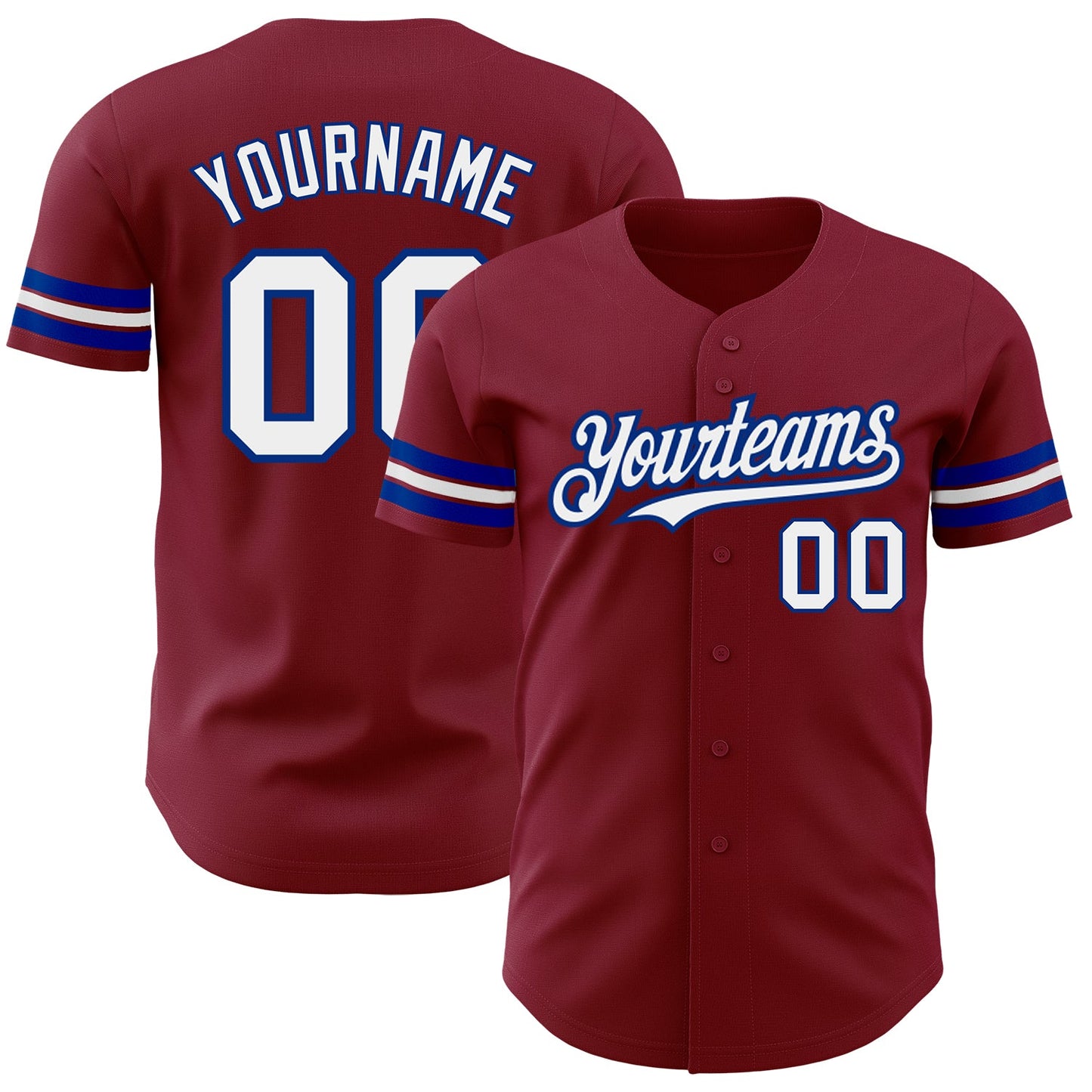 Custom Crimson White-Royal Authentic Baseball Jersey - Main View