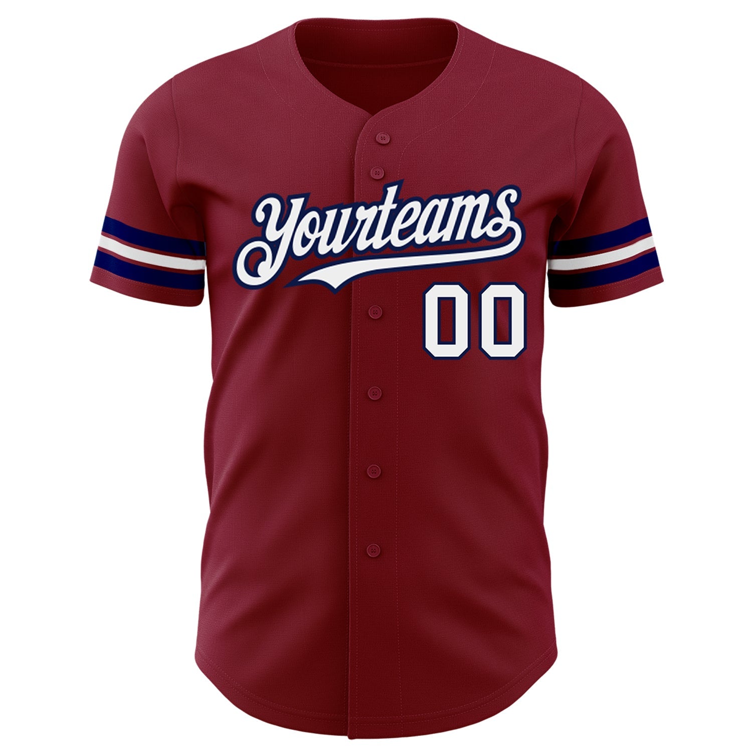 Custom Crimson White-Navy Authentic Baseball Jersey view 2