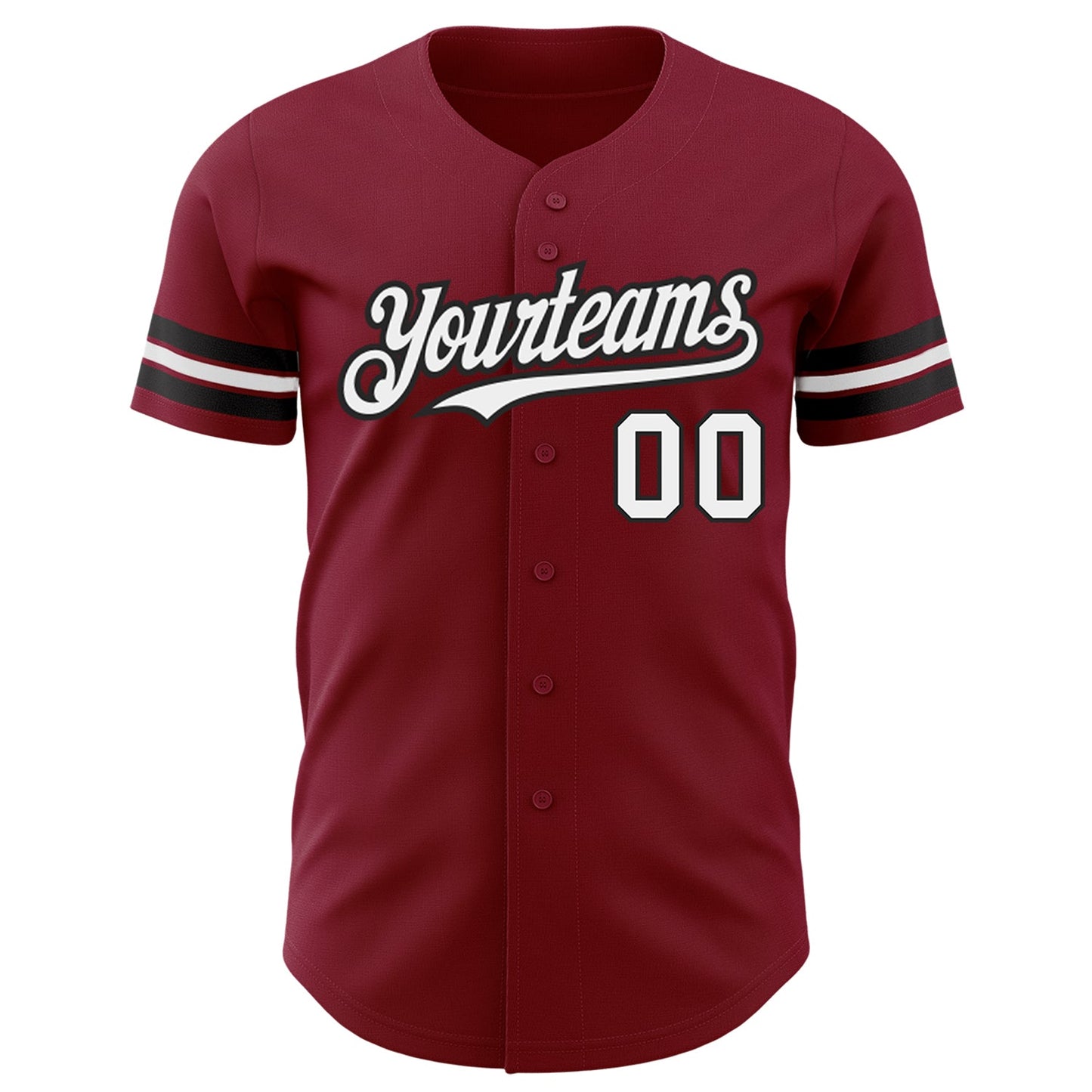 Custom Crimson White-Black Authentic Baseball Jersey view 2