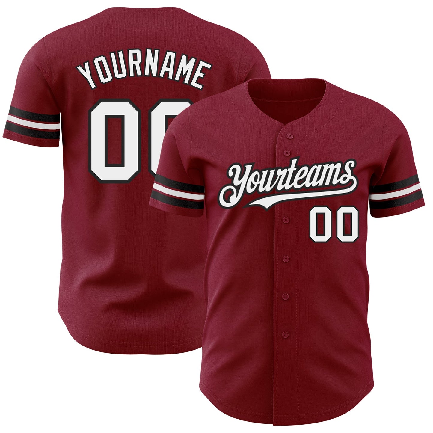 Custom Crimson White-Black Authentic Baseball Jersey - Main View