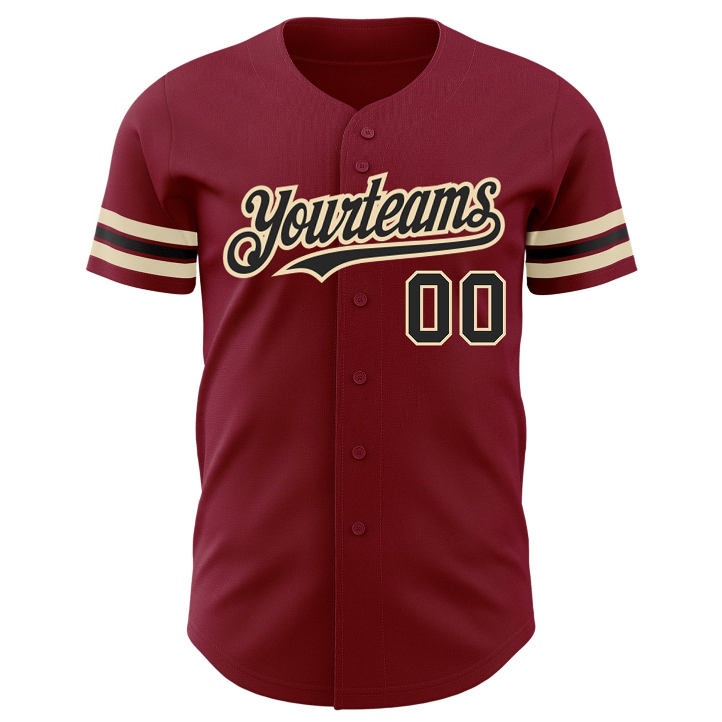 Custom Crimson Black-City Cream Authentic Baseball Jersey view 2