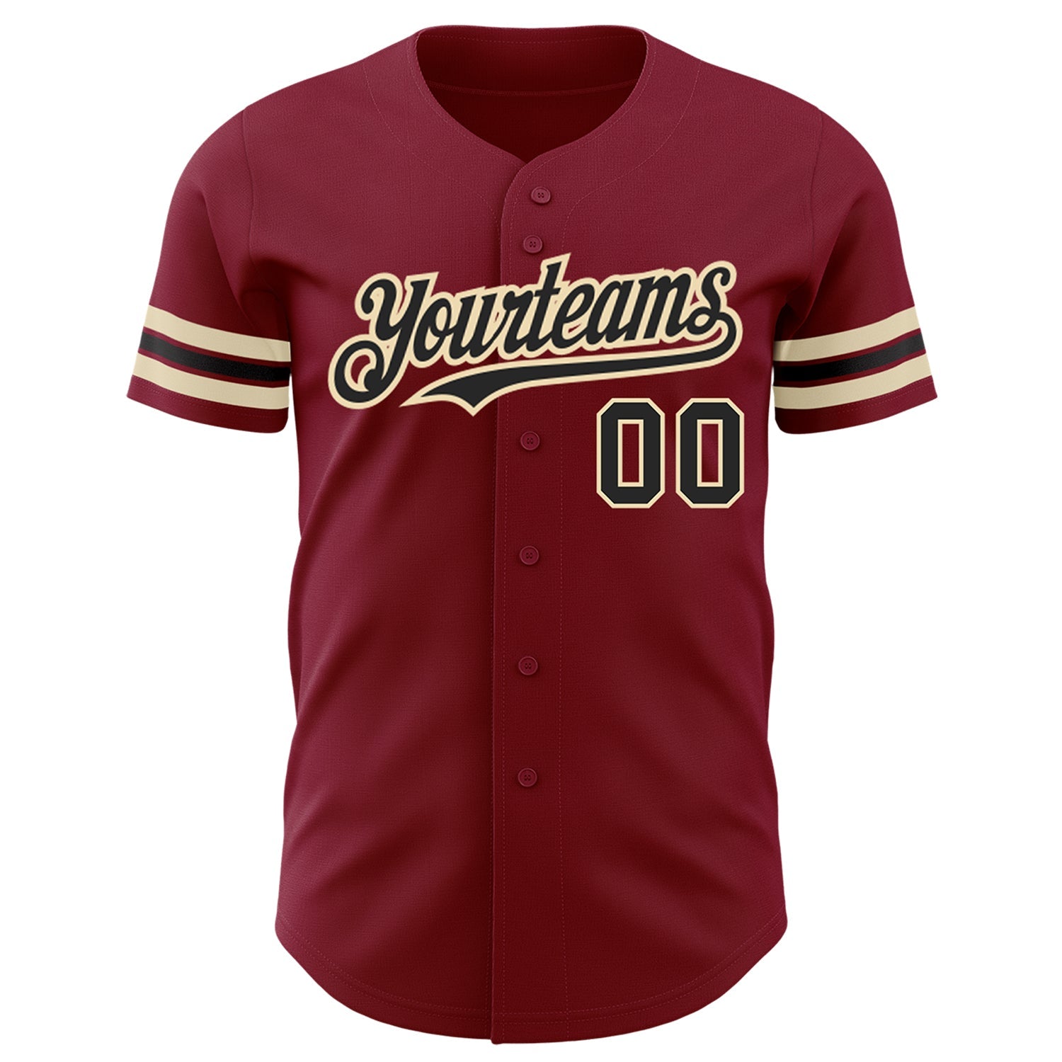 Custom Crimson Black-City Cream Authentic Baseball Jersey view 2