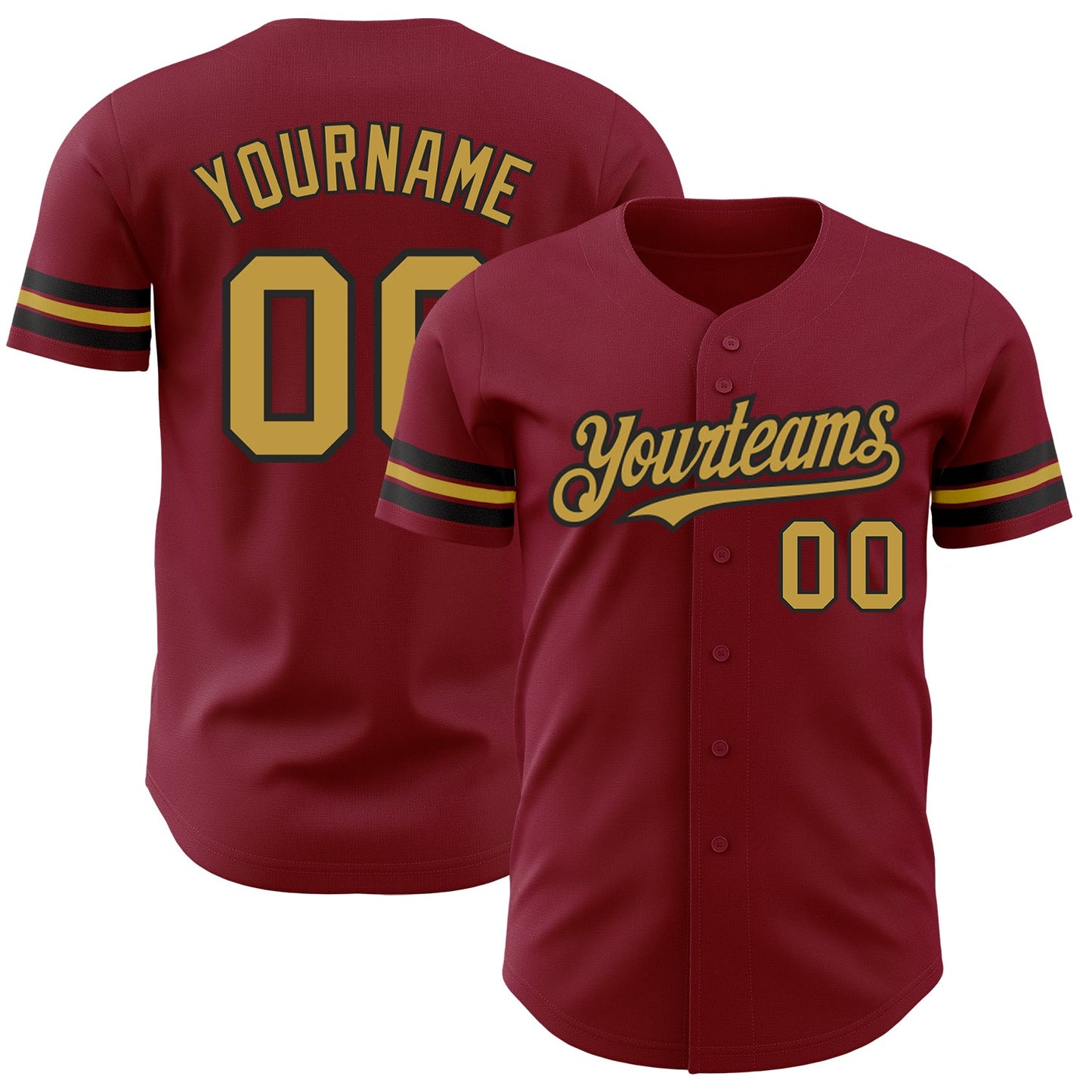 Custom Crimson Old Gold-Black Authentic Baseball Jersey - Main View
