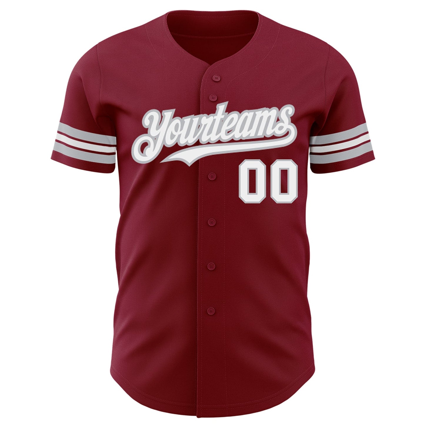 Custom Crimson White-Gray Authentic Baseball Jersey view 2