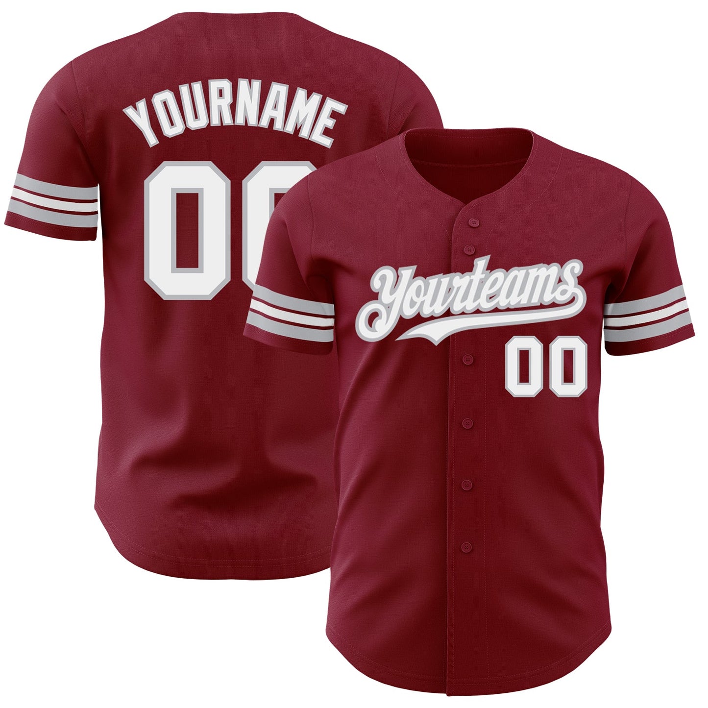 Custom Crimson White-Gray Authentic Baseball Jersey - Main View