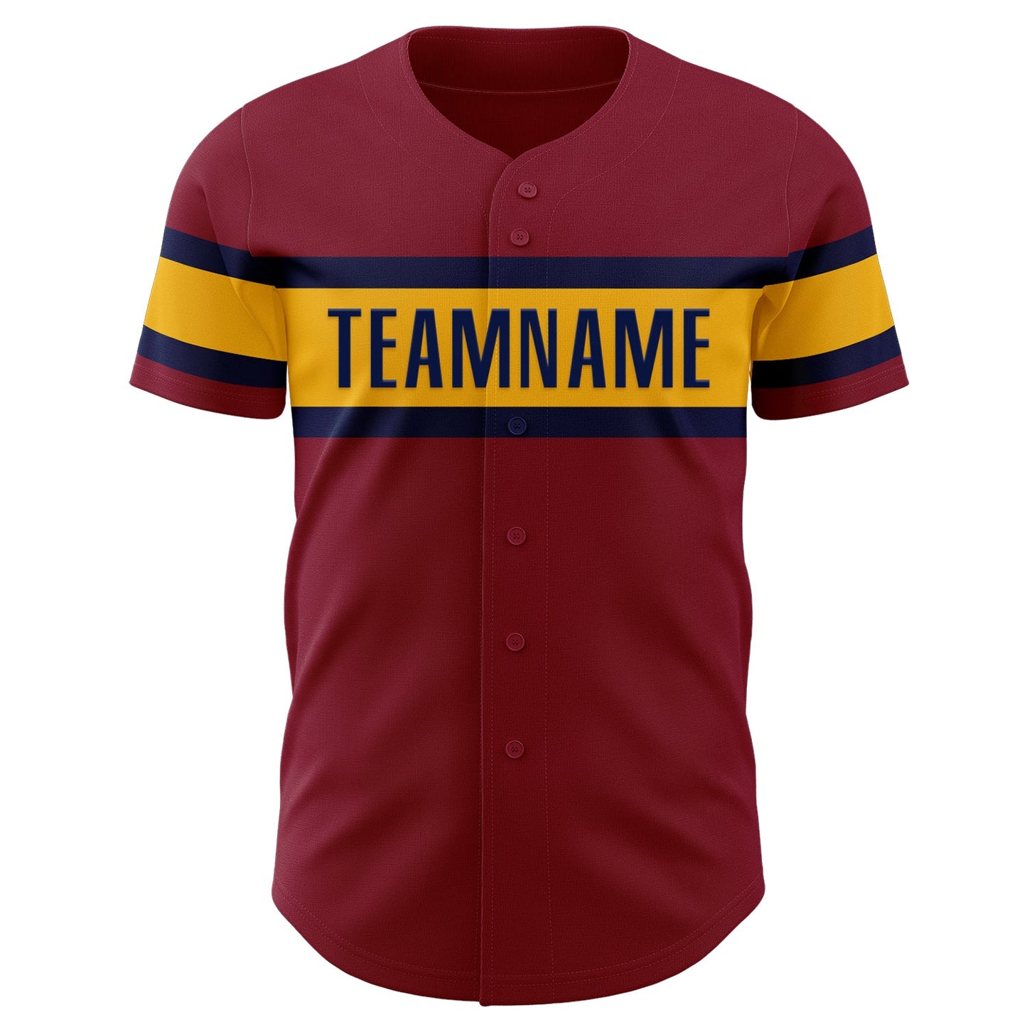 Custom Crimson Gold-Navy Authentic Baseball Jersey view 2