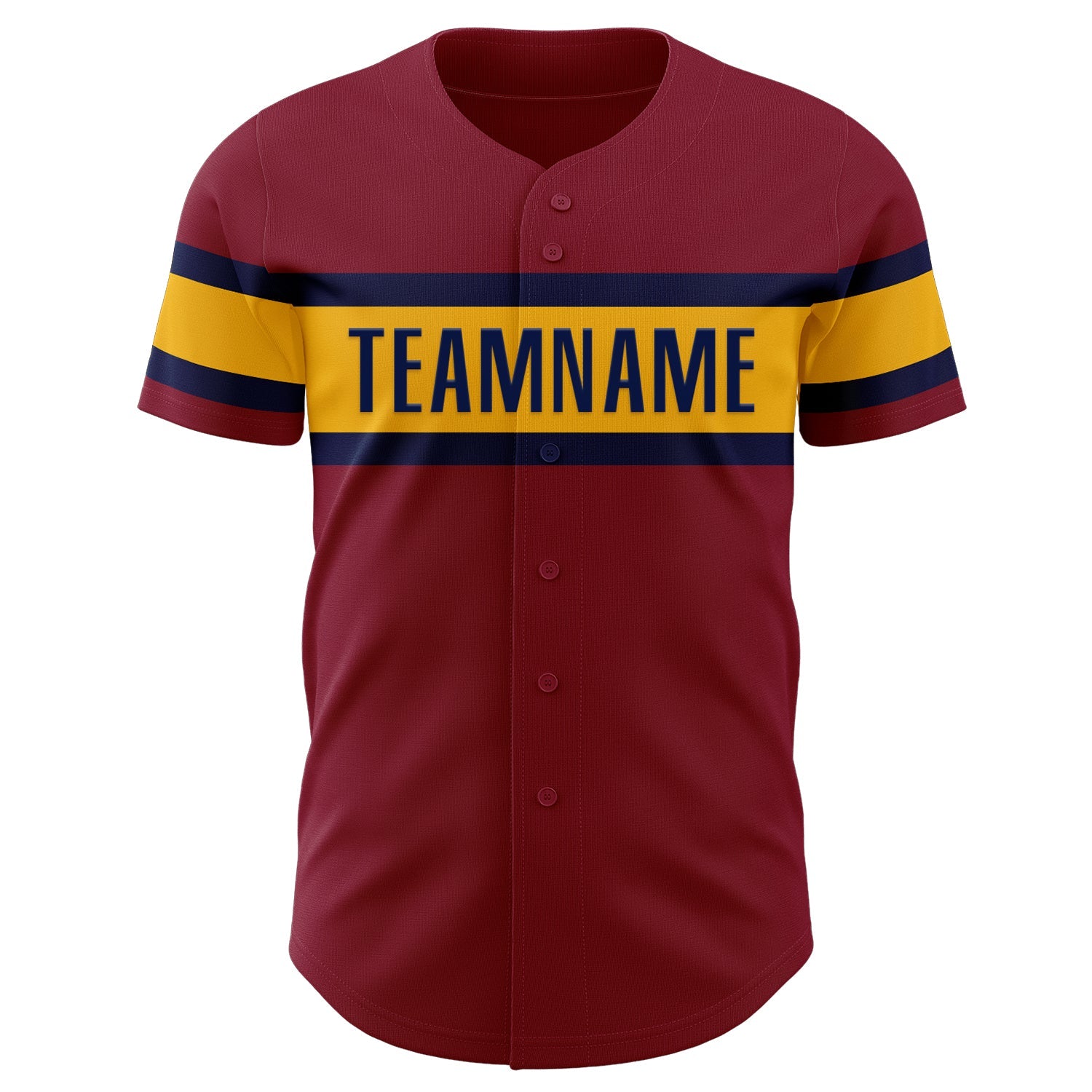 Custom Crimson Gold-Navy Authentic Baseball Jersey view 2