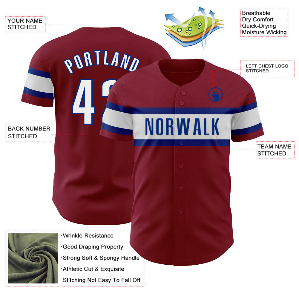 Custom Crimson White-Royal Authentic Baseball Jersey view 3