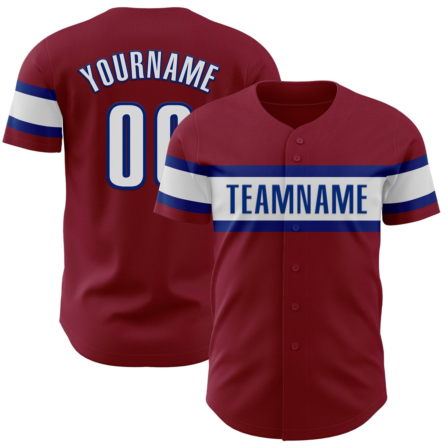 Custom Crimson White-Royal Authentic Baseball Jersey - Main View