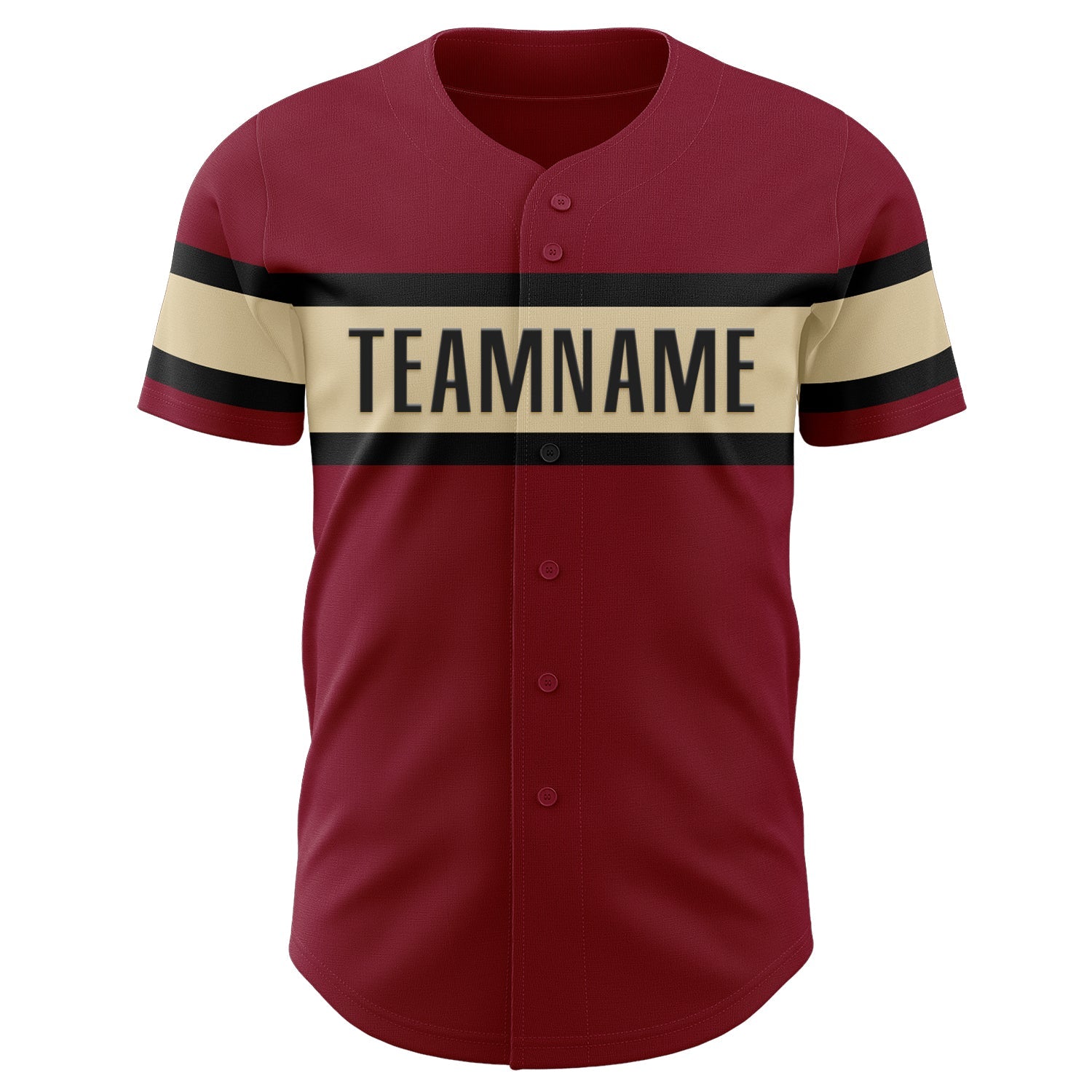 Custom Crimson Black-Cream Authentic Baseball Jersey view 2