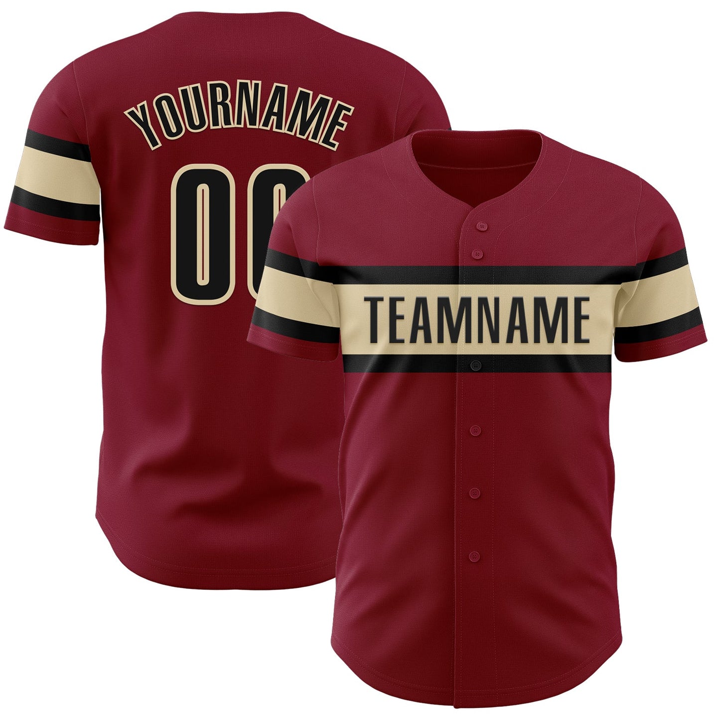 Custom Crimson Black-Cream Authentic Baseball Jersey - Main View