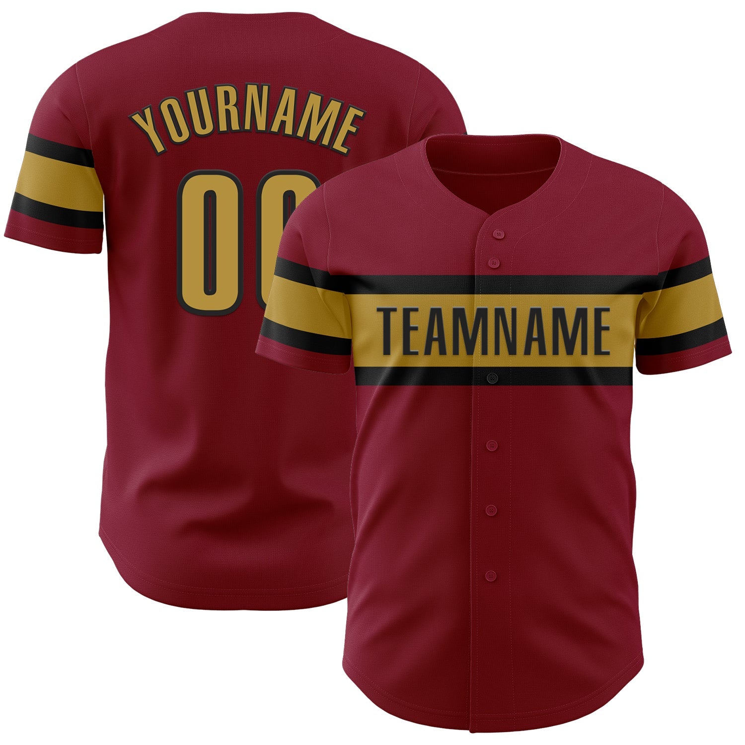 Custom Crimson Old Gold-Black Authentic Baseball Jersey - Main View