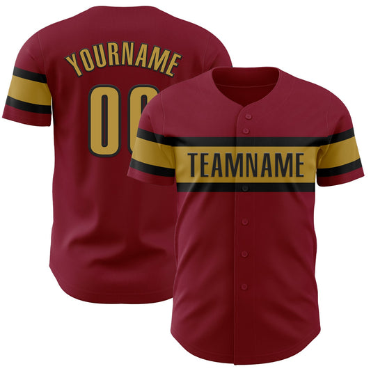 Custom Crimson Old Gold-Black Authentic Baseball Jersey - Main View