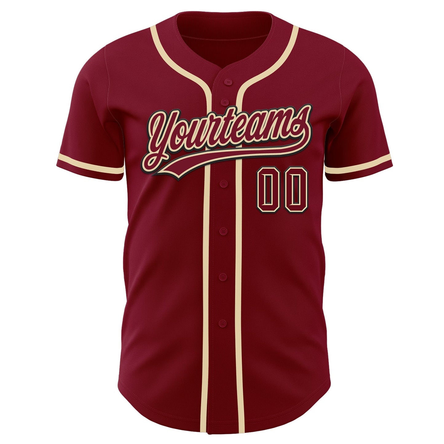 Custom Crimson Cream-Black Authentic Baseball Jersey view 2