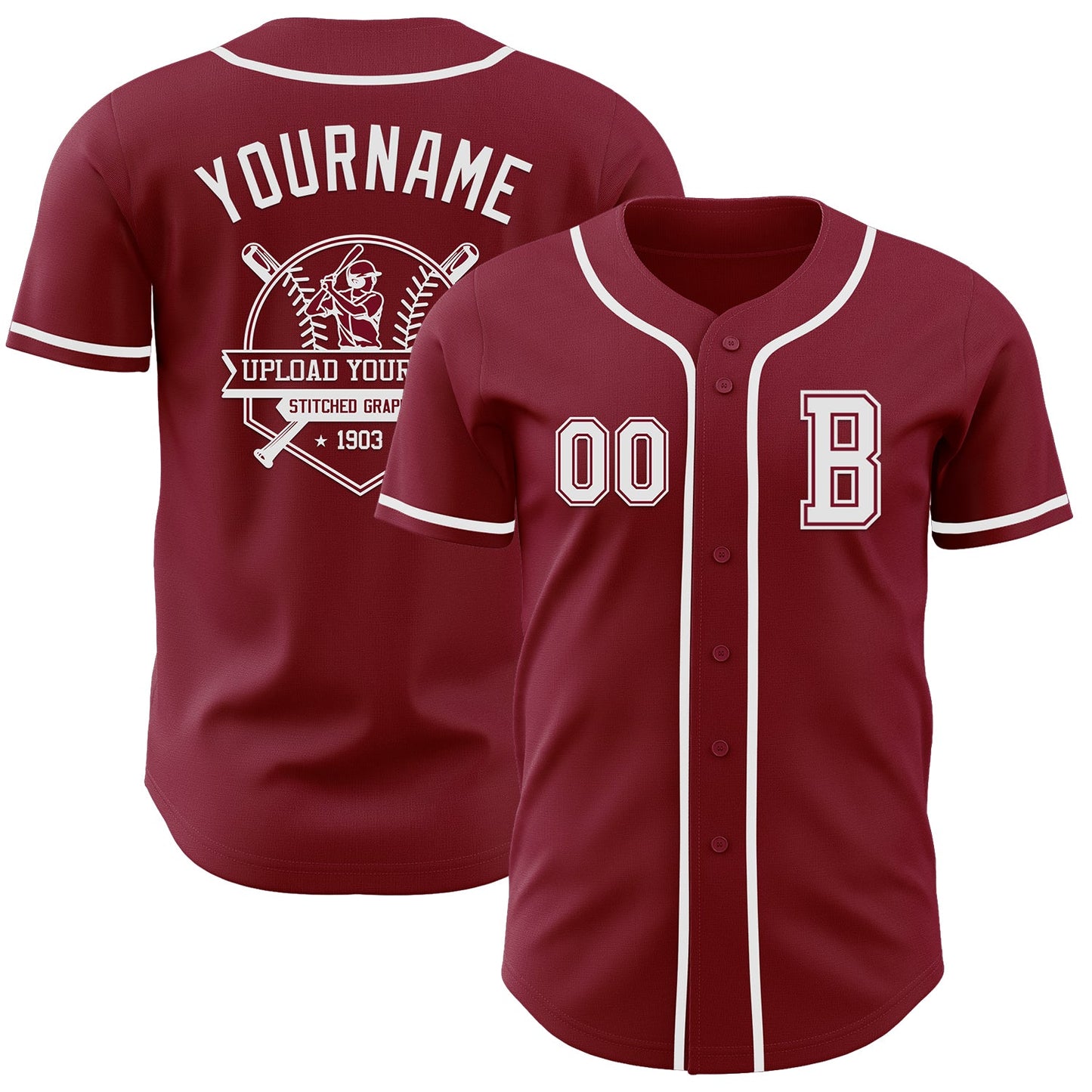 Custom Crimson White Authentic Baseball Jersey view 5